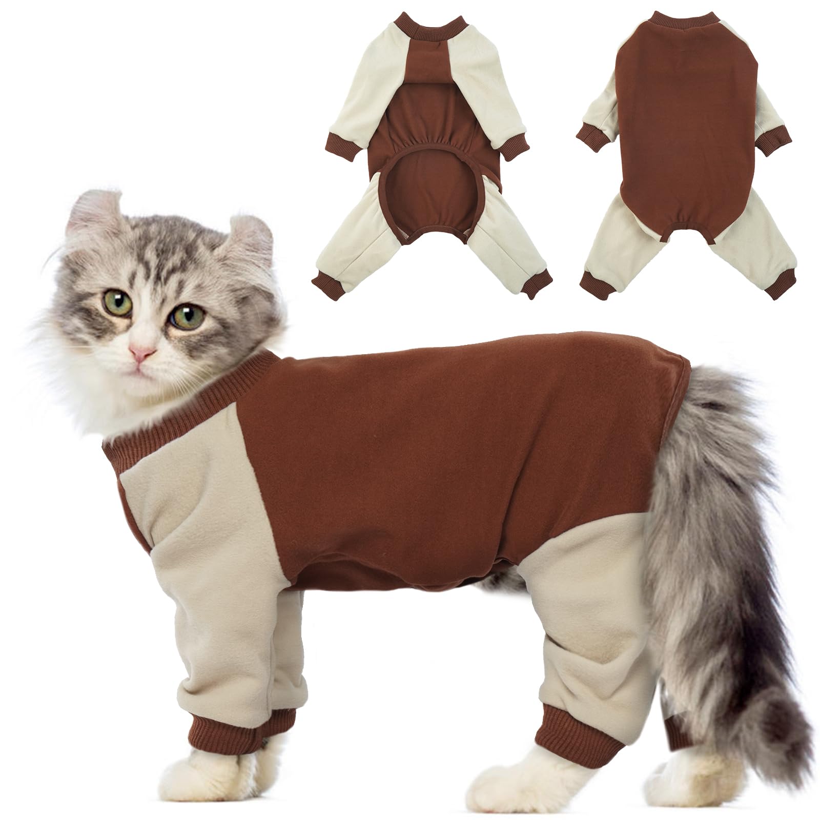 Qbleev Cat Pajamas For Cats Only, Sticky Hair Cat Clothes, Prevent Lost Fur Kitten Onesie Shirts Costumes Outfits For Daily Wear