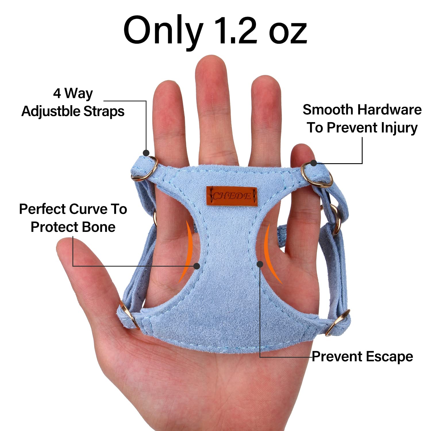 Chede No Pull Puppy Harness And Multifunction Dog Leash Set- 8 Colors Soft Adjustable No Choke Escape Proof Cute,Lightweight Pet Vest Harness For Small And Medium Dog (Xs, Blue)