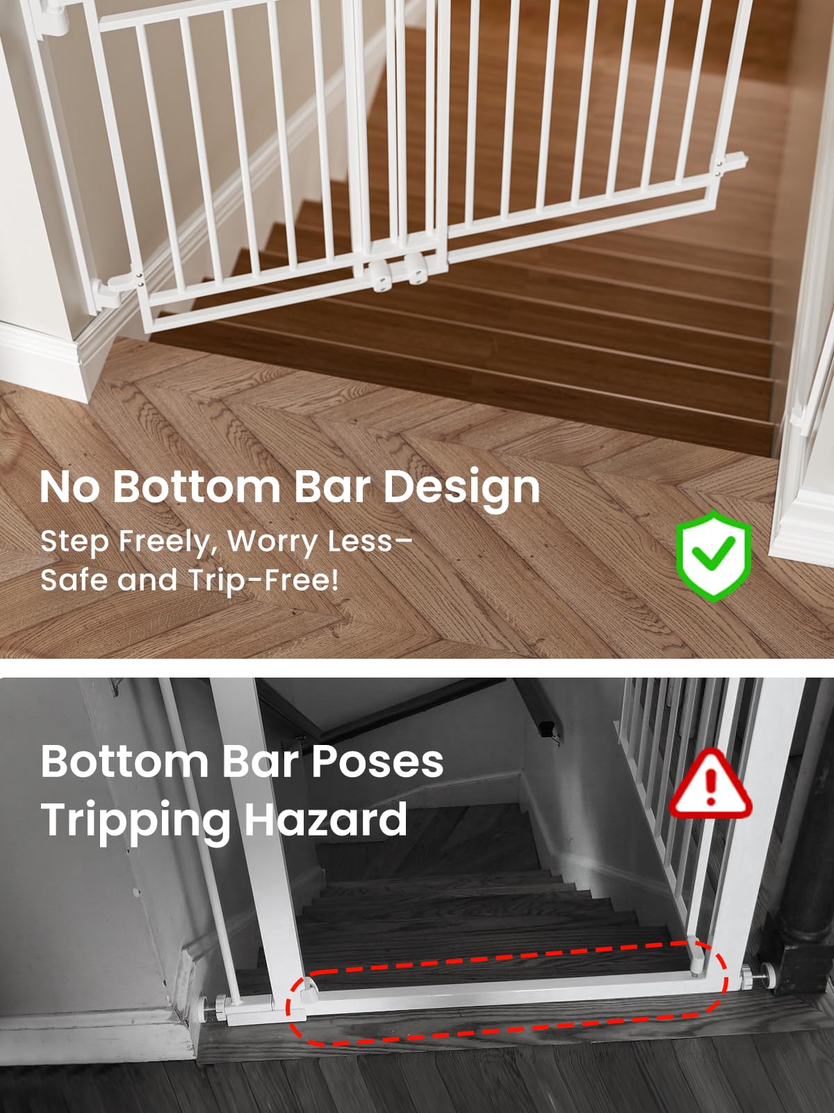 Mom's Choice GROWNSY Baby Gate No Bottom Bar, Adjustable Width 26    to 36    for Child and Pet, Dog Gate with Auto-Close & One-