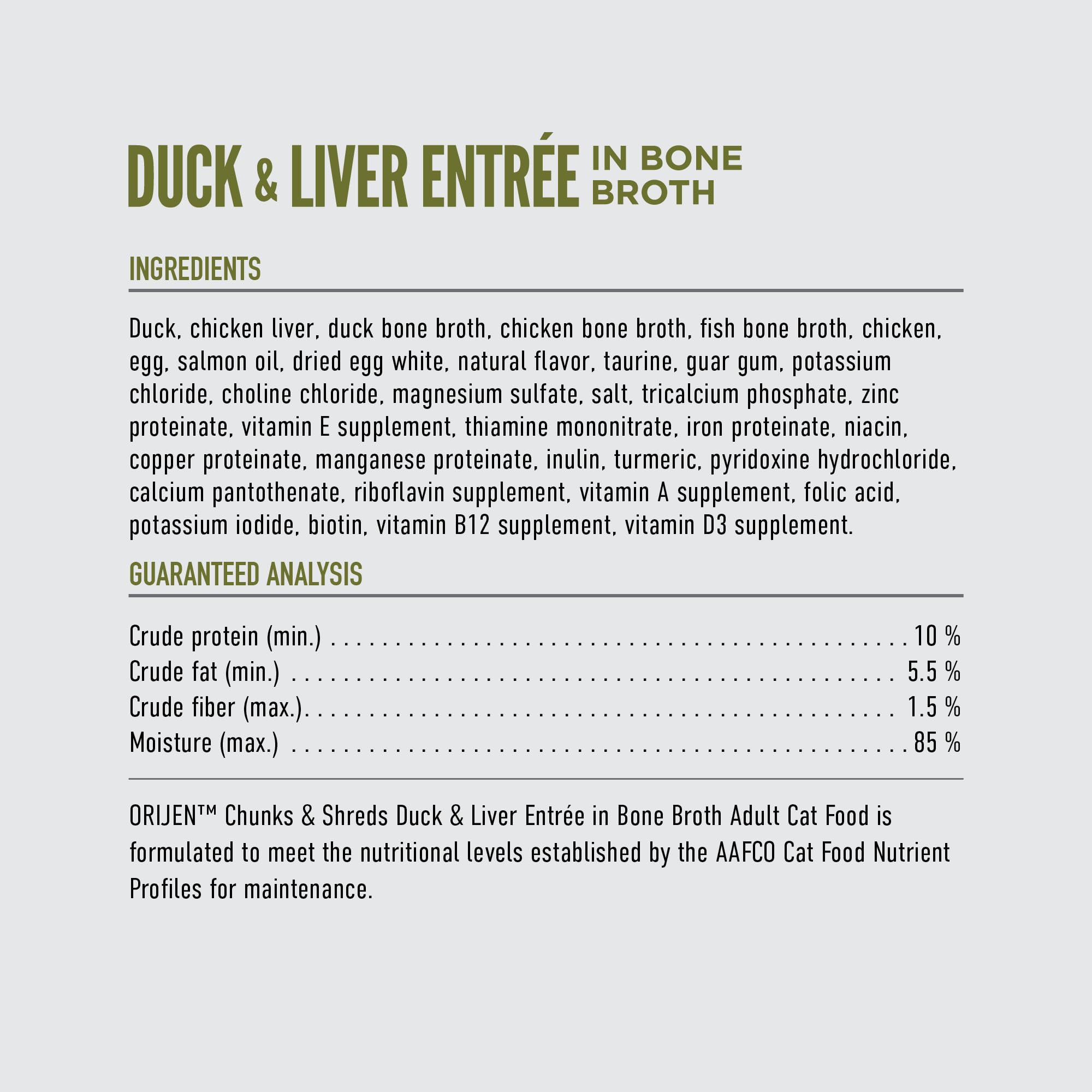 ORIJEN Chunks & Shreds Wet Cat Food Duck & Liver Entr  e 3oz Cans (12 Count)