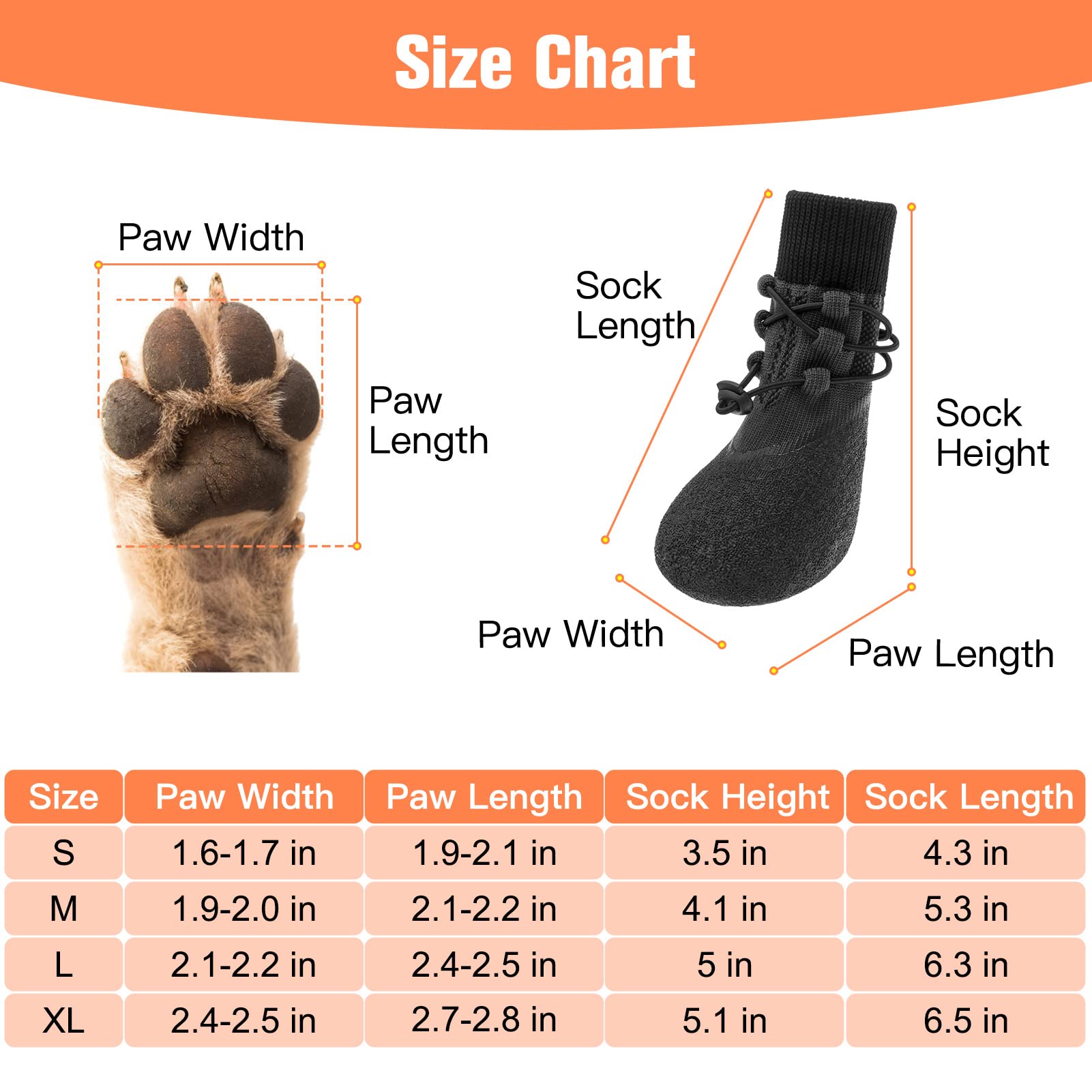 Kooltail Anti-Slip Dog Boots 4 Packs - Adjustable Dog Socks With Shoelace, Waterproof Dog Sock Shoe For All Seasons, Super Durab