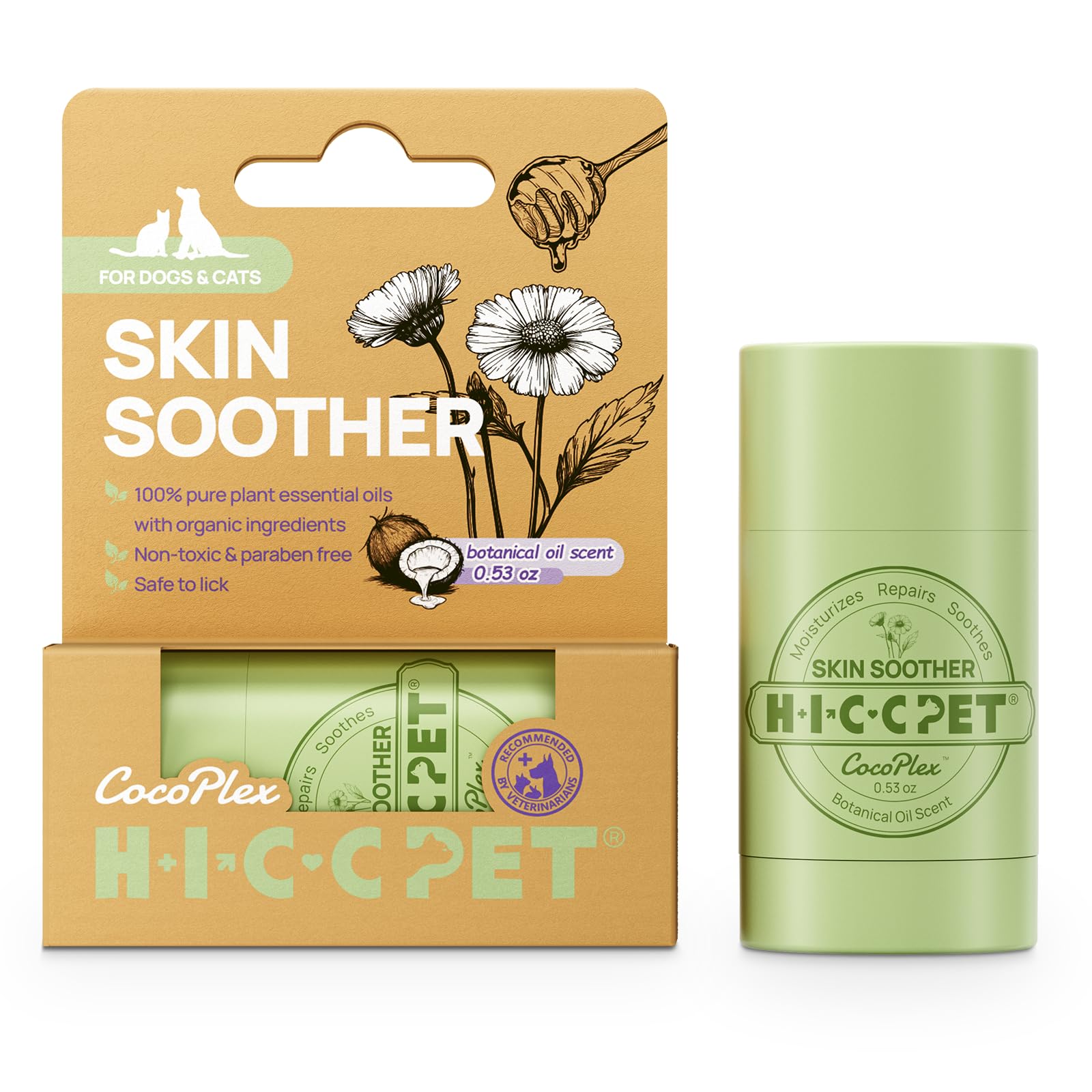 HICC PET Skin Soother Balm for Dogs & Cats - Itch Relief & Allergy Treatment, Dog Moisturizer for Dry Skin,0.53oz