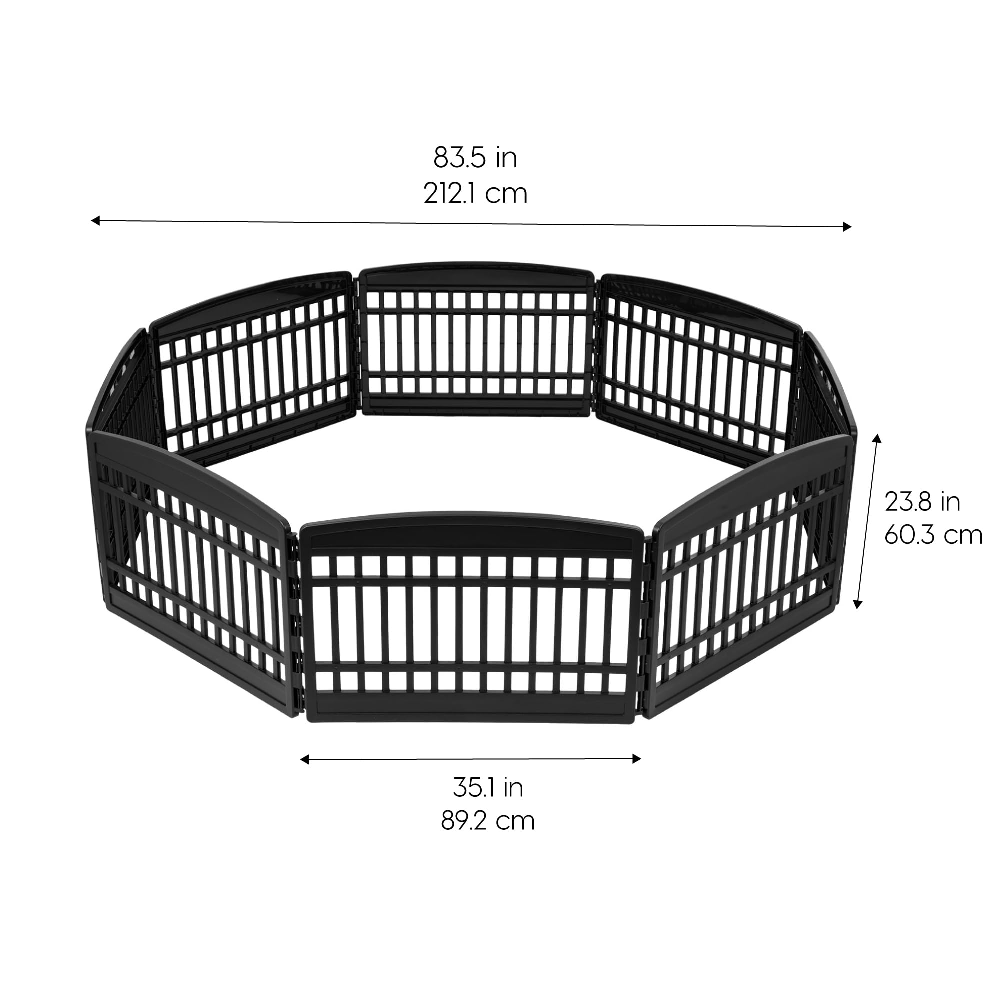 Iris Usa 24'' 8-Panel Puppy Playpen, 83.5 X 83.5 X 23.63, Dog Playpen, Dog Play Pen Indoors, Pet Fence, Small Pets, Black