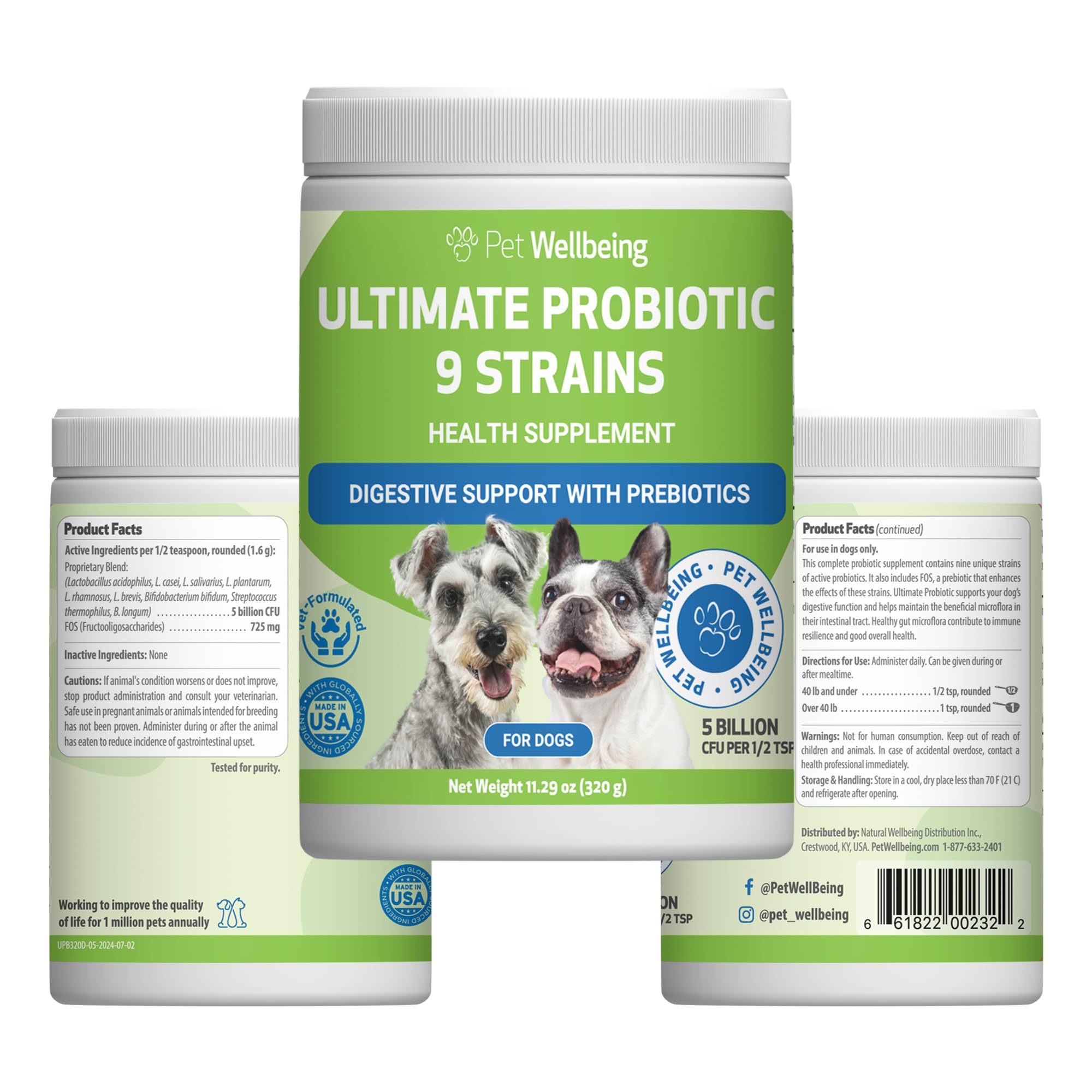 Pet Wellbeing Ultimate Probiotic 9 Strains for Dogs & Cats - Supports the Gut Microbiome and Digestion, Immune System Care, Urin