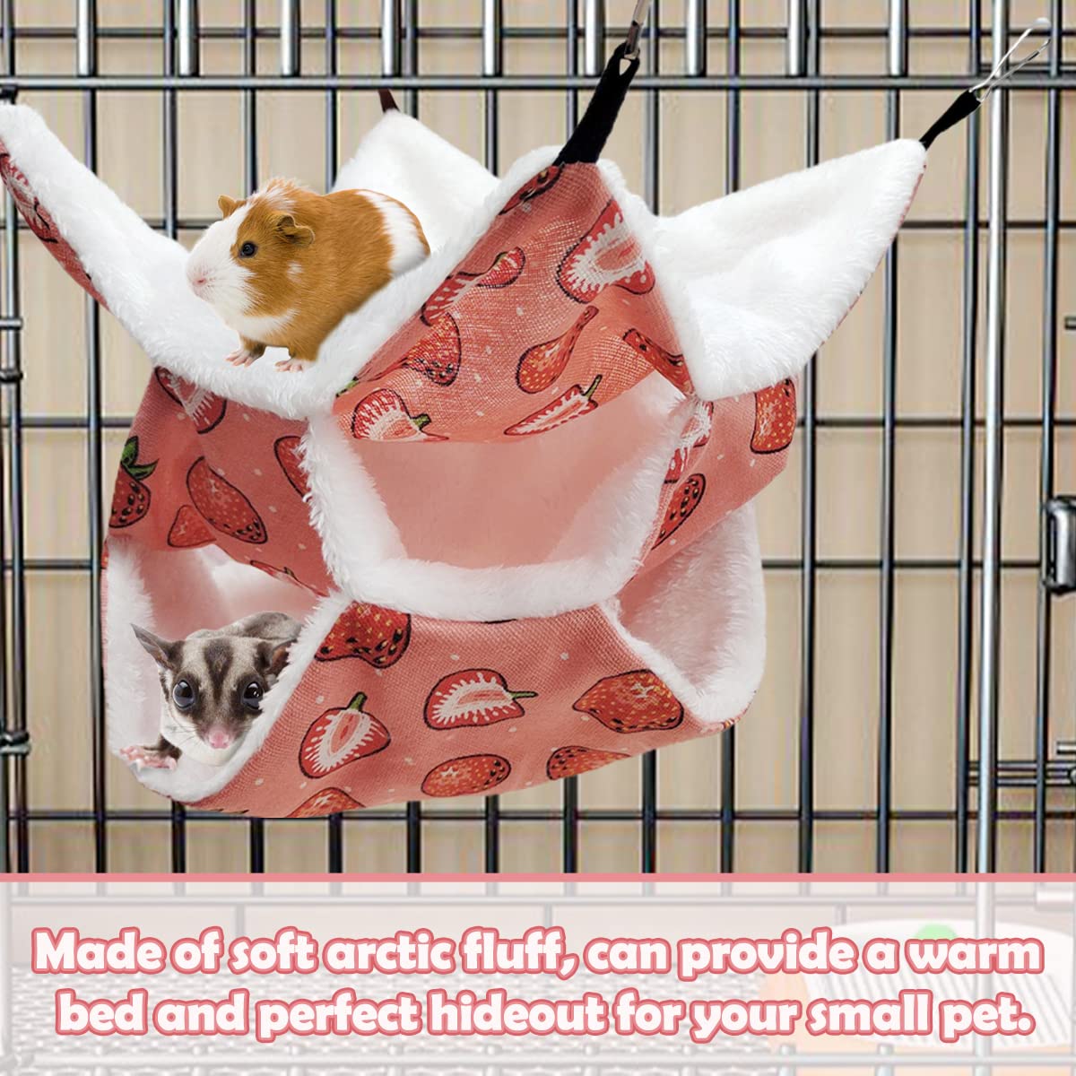 Lyart Guinea Pig Rat Ferret Hammock And Warm Bed Small Pet Hideout Tunnel Cave Hanging Bunkbed Hammock Cage Toy For Hamster Suga