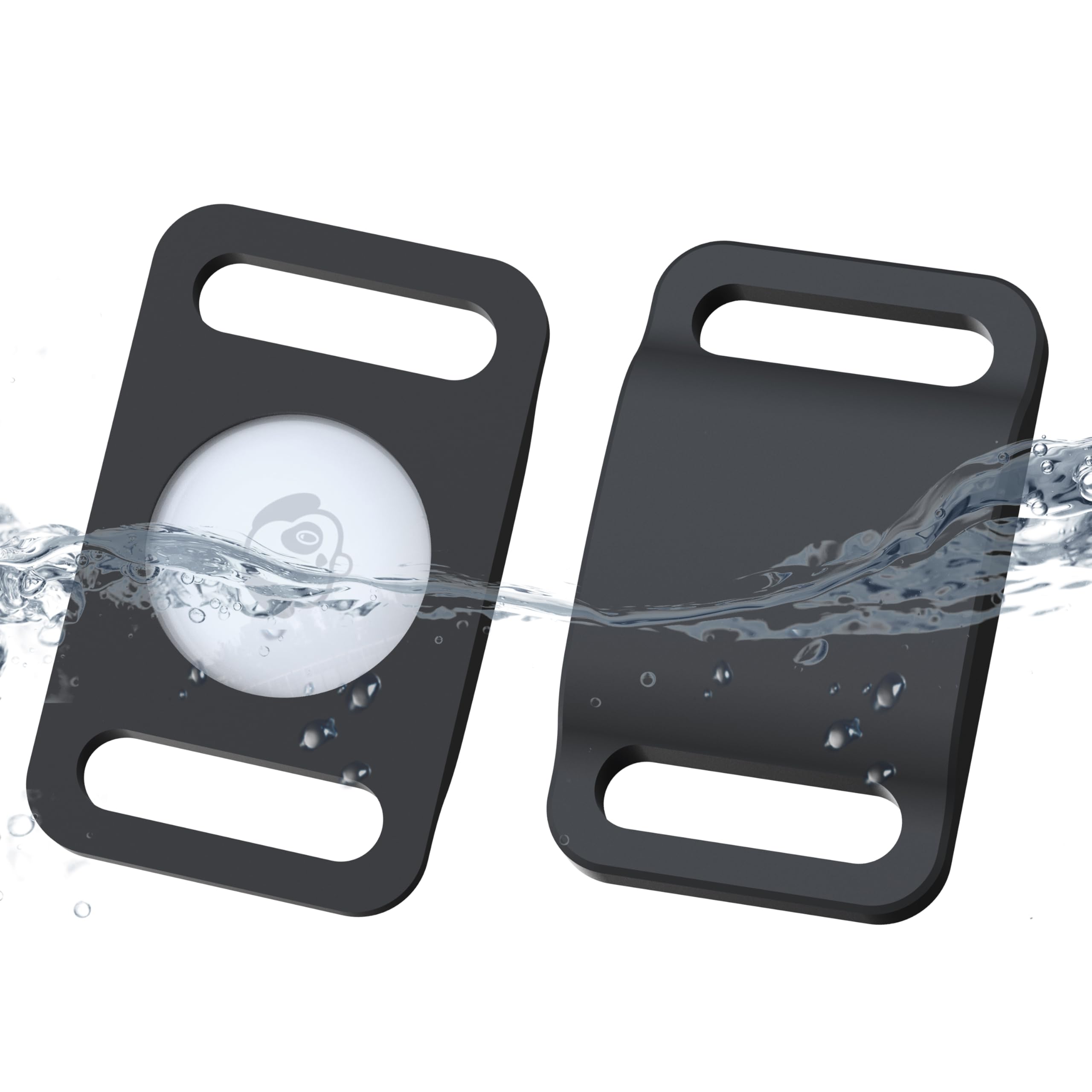 Ipx7 Waterproof Airtag Holder, Damonlight 2 Packs Airtag Dog Collar Holder Fit For Dog Cat Collar Pet Loop Air Tag Holder Accessories, Anti Scratch Silicone Case Lightweight Soft (Black)