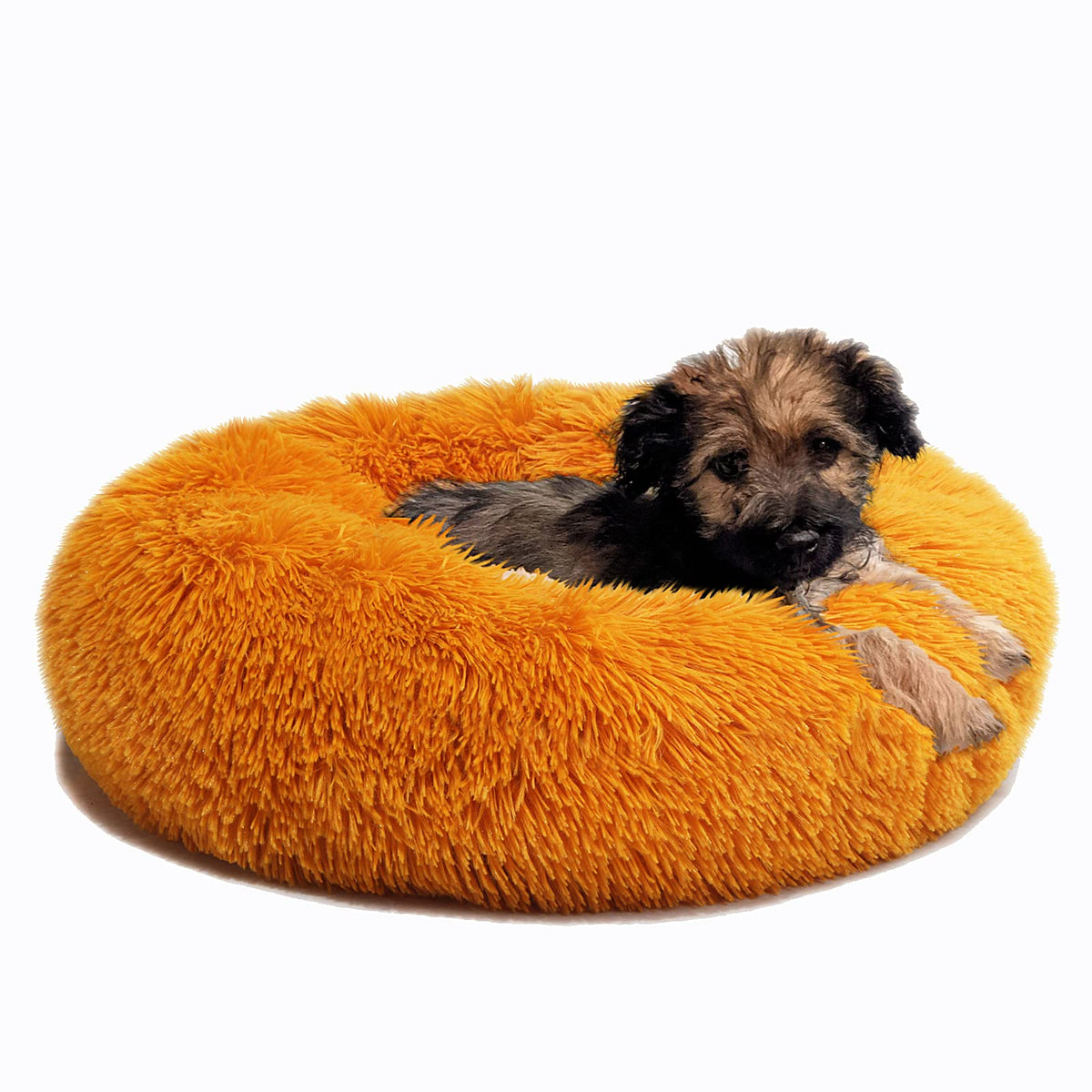 Small Dog Bed For Calming Dog 19 Inches Orange Puppy Bed For Extra Small Dog Bed Washble Anti-Anxiety Puppy Bed Machine Washable