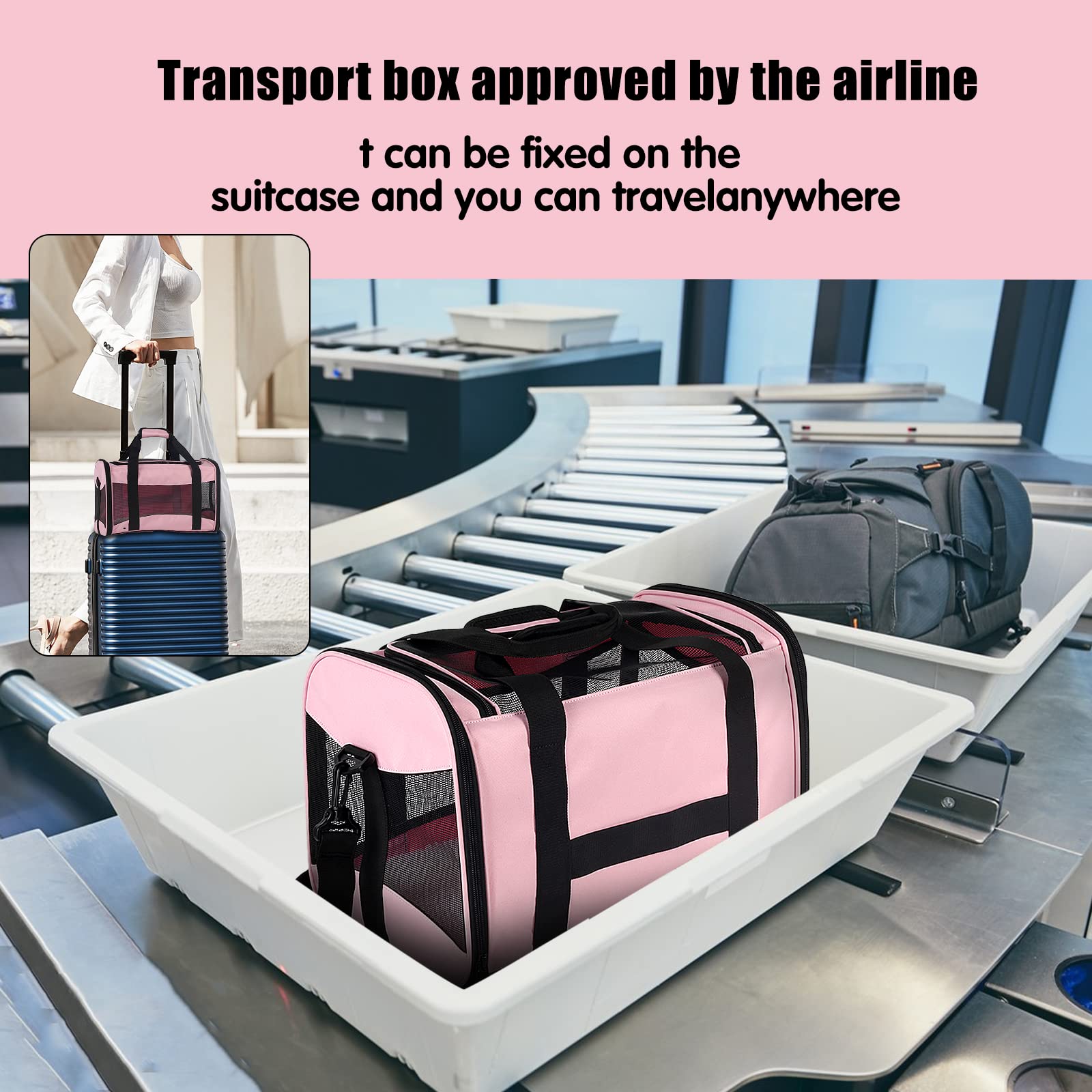 Top Tasta Cat Carrier Large Dog Cat Carriers Puppies Up To 30Lbs, Big Dog Carrier Soft Sided, Collapsible Travel Puppy Carrier (X-Large, Pink)