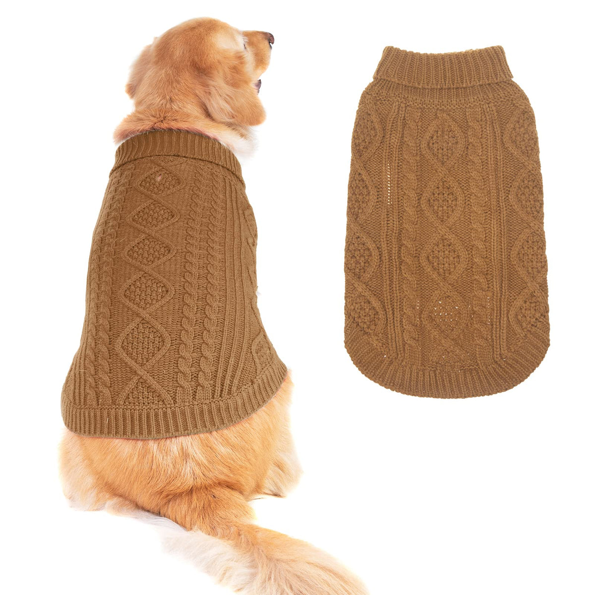 Bingpet Thermal Knitted Dog Sweater For Small Medium Large Dogs,Winter Dog Cat Coat Warm Sweartershirts Outfits,Classic Cable Kn