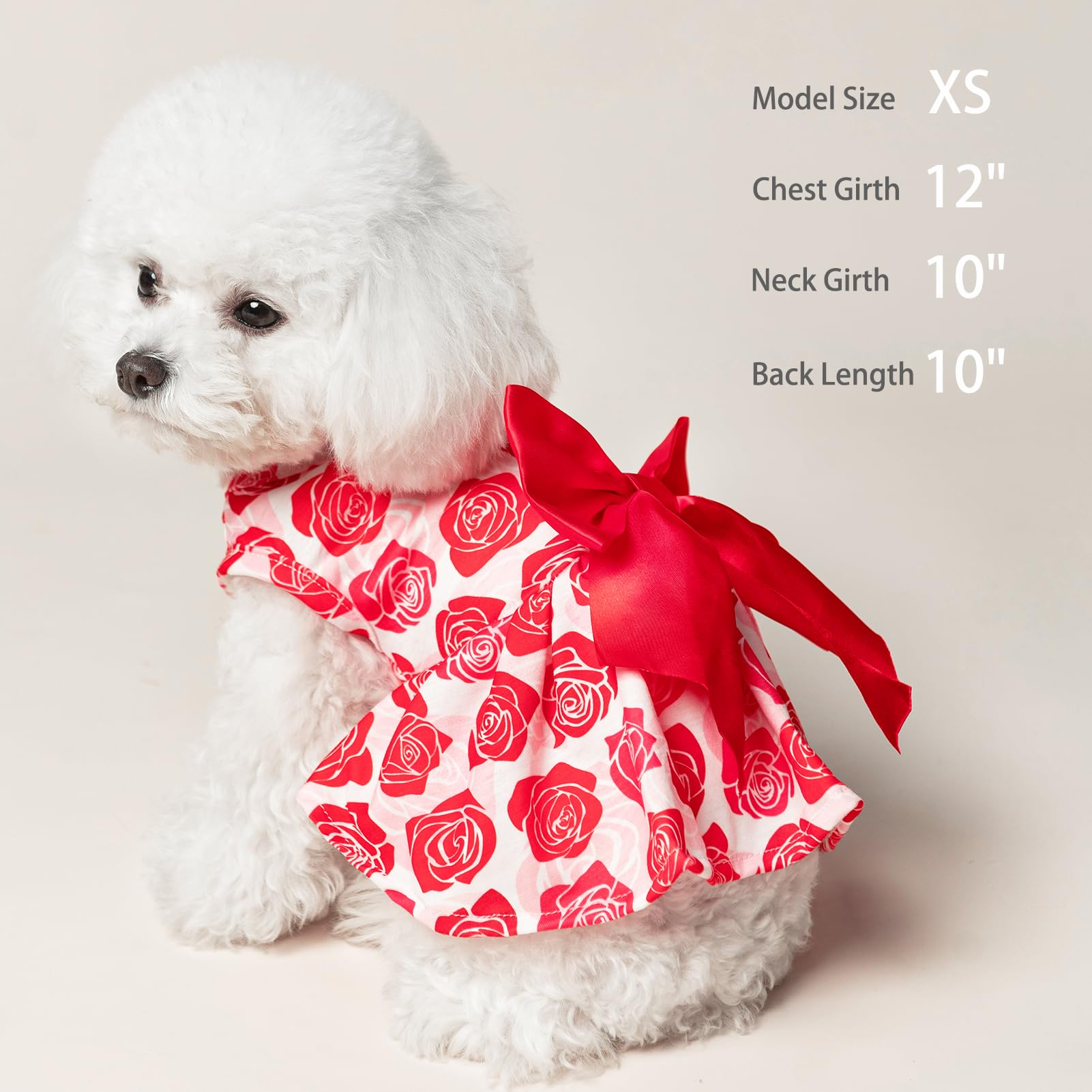 Pupteck Dog Wedding Dress Outfit Puppy Cute Small Dogs Clothes,Rose,Xs