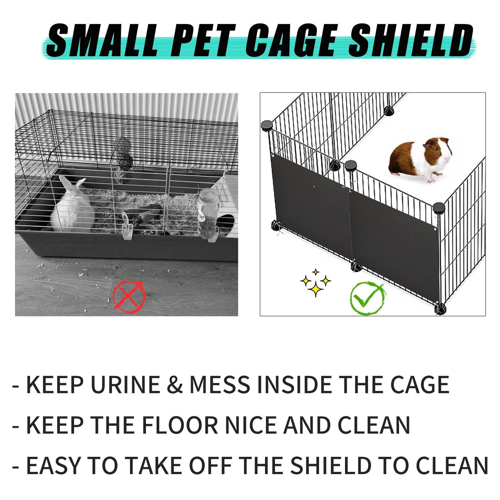 Oncpcare 6 Pack Pet Cage Liner Protection Block Light 10 ' ' x 8.2 ' ' Rabbit Cage Urine Guard Cage Edge Liner Guinea Pig Side L