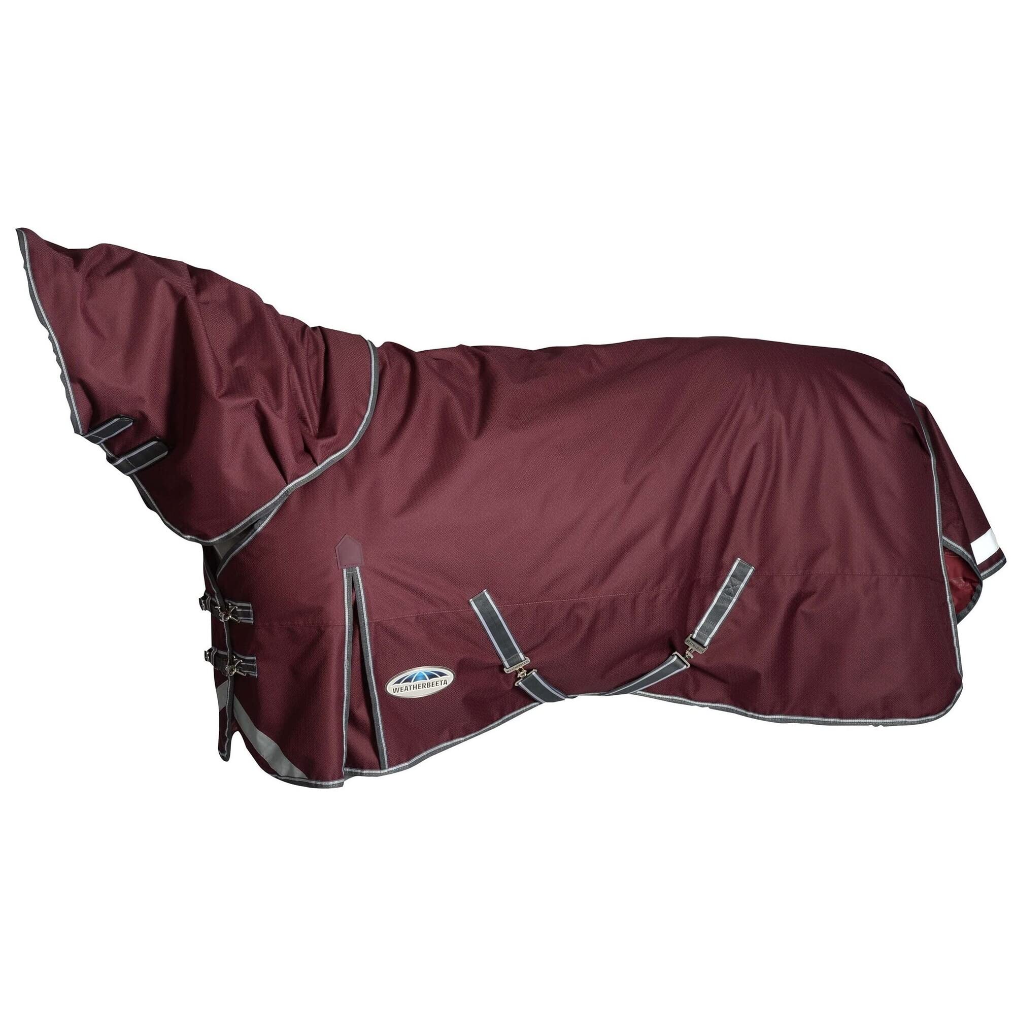 Weatherbeeta Comfitec Plus Dynamic Ii Detach-A-Neck Medium Horse Blanket, Maroon/Grey/White, 72'