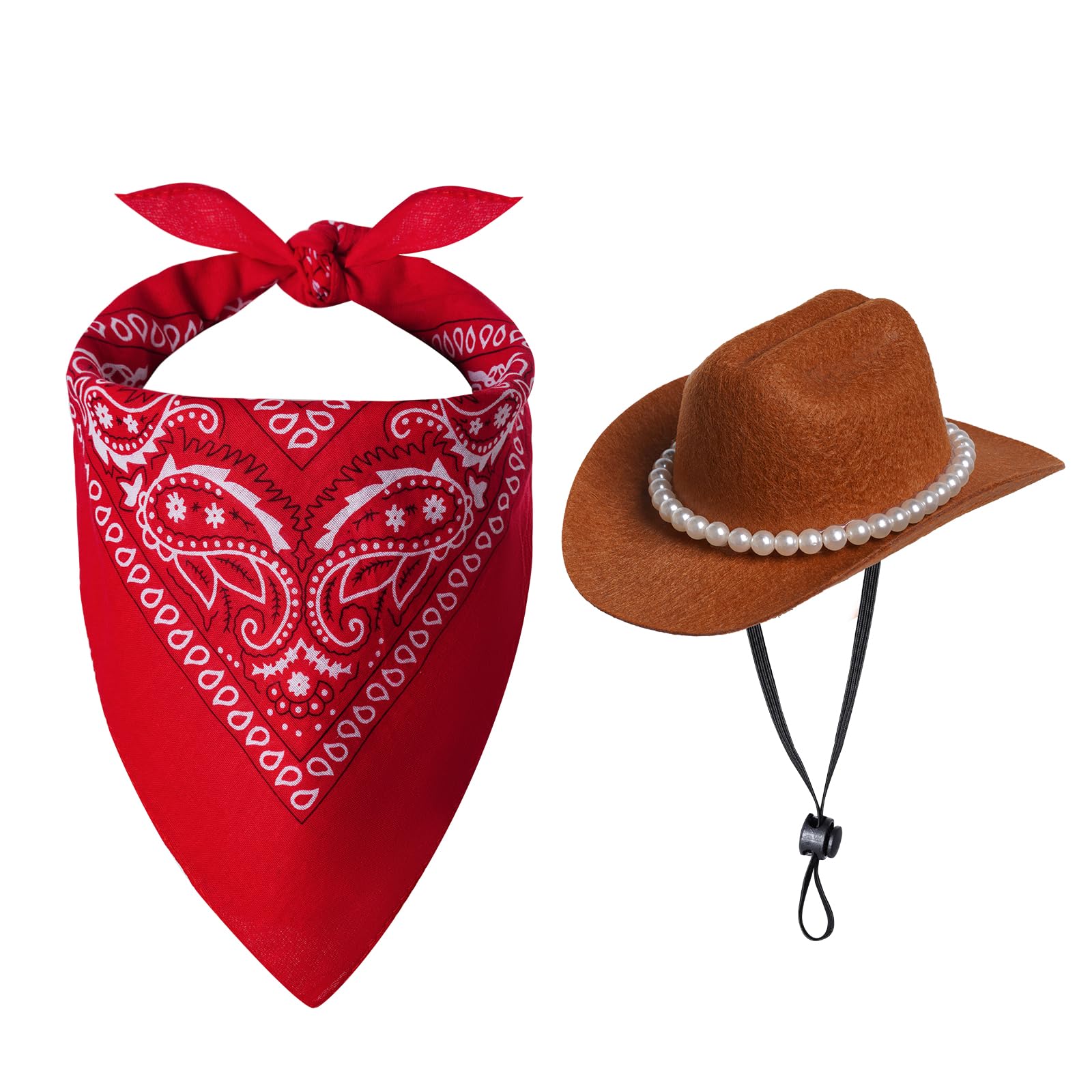 Haakong Pet Cowboy Costume Accessories Halloween Costumes For Small Pet Dogs Cat Cowboy Hat For Dogs And Bandana Scarf Halloween