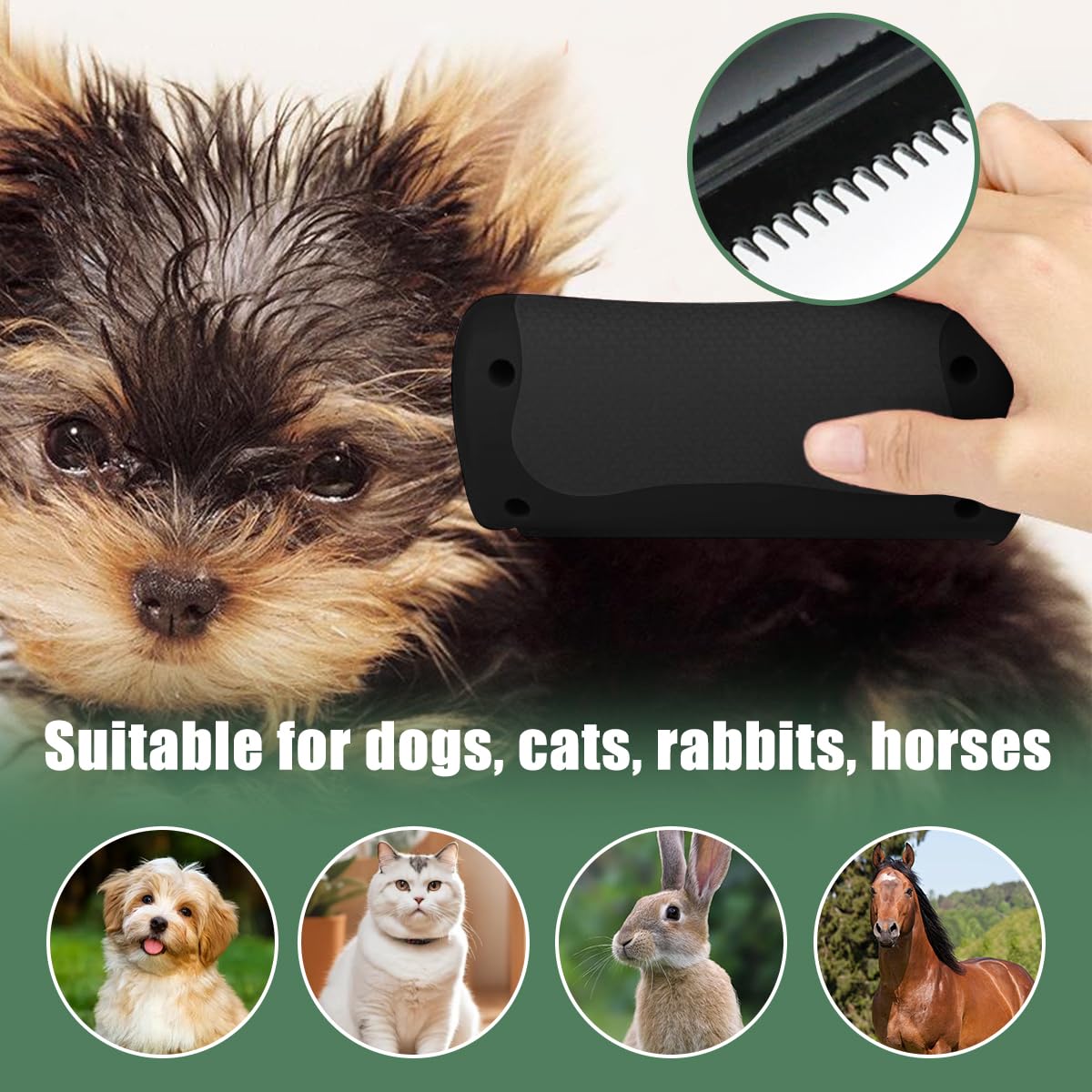 Handheld Dog Grooming Brush Deshedding Dog Brush for Dogs Cats Rabbits Horses Gentle Dog Deshedding Tool Ergonomic Dog Groomer B