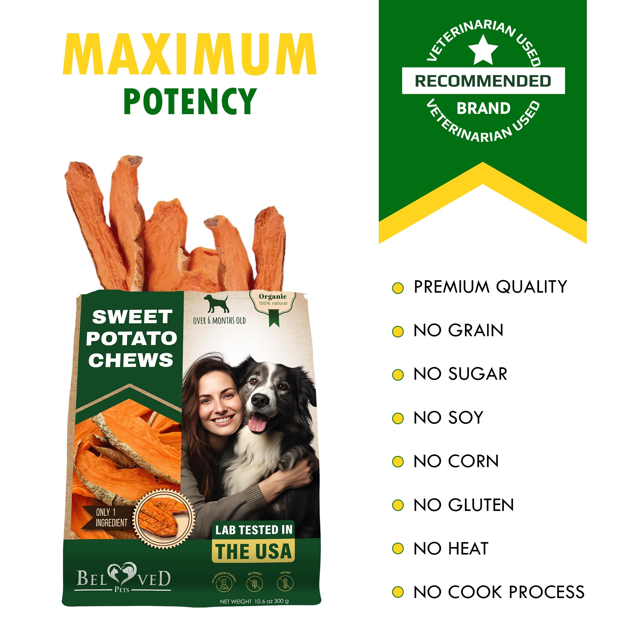 Dog Treats Sweet Potato Chips 11 oz - All Natural Pet Snack Chews - Grain Free & Human Grade Dried Snacks in Bulk - Best Jerky f