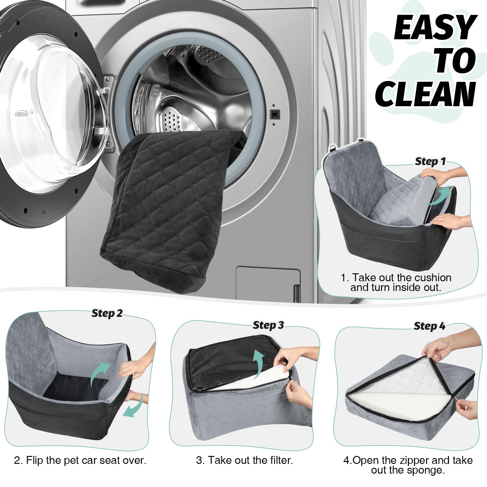 Lealchum Dog Car Seat for Dogs Up to 35lbs,Car Dog Bed Easy to Install,Medium Dog Car Seat with Adjustable Straps and Anti Slip
