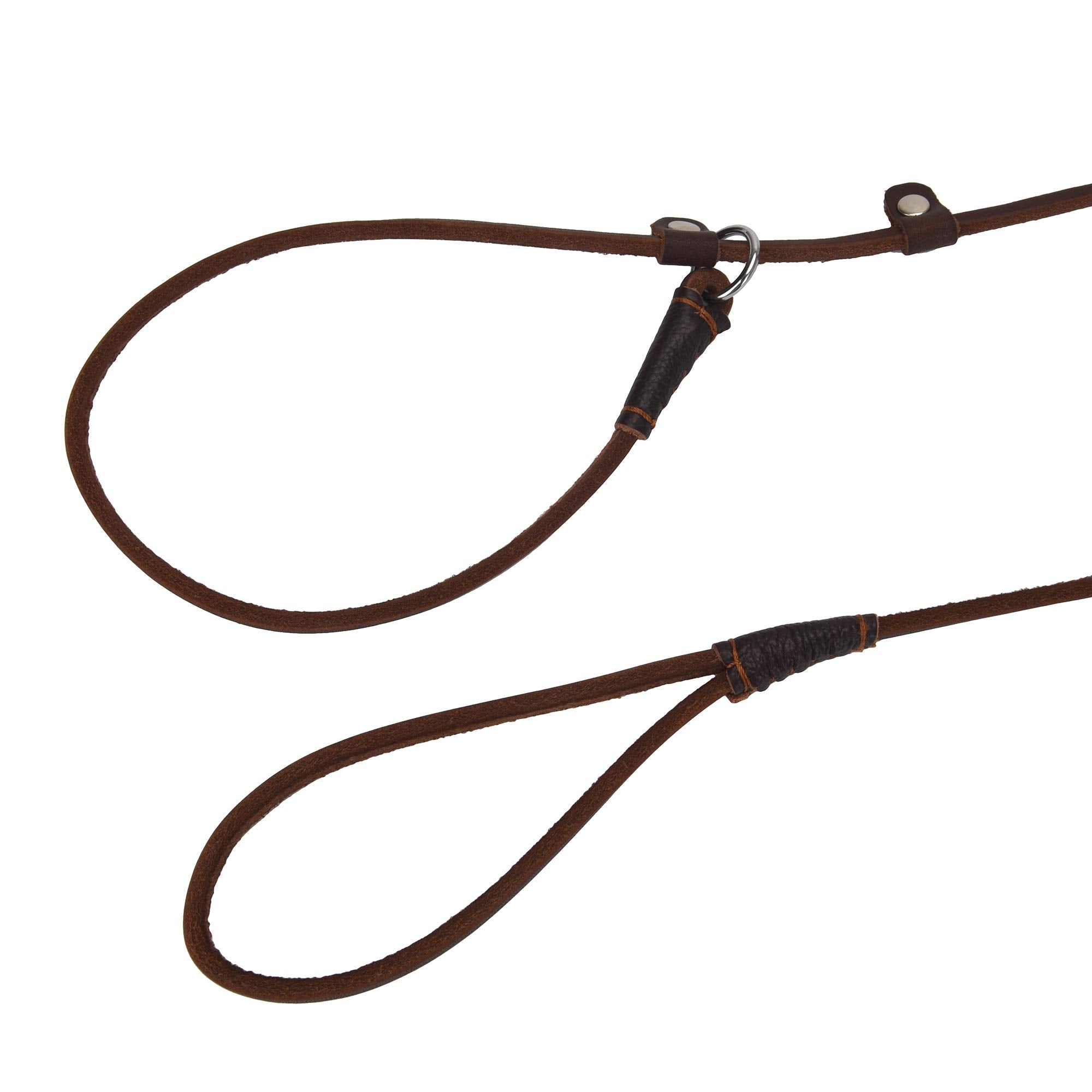 Real Leather Slip Dog Leash For Small Medium Dogs Lightweight Thin But Sturdy Adjustable Slip Lead Dog Leash Soft And Slim 5 Ft X 1/5 Inch