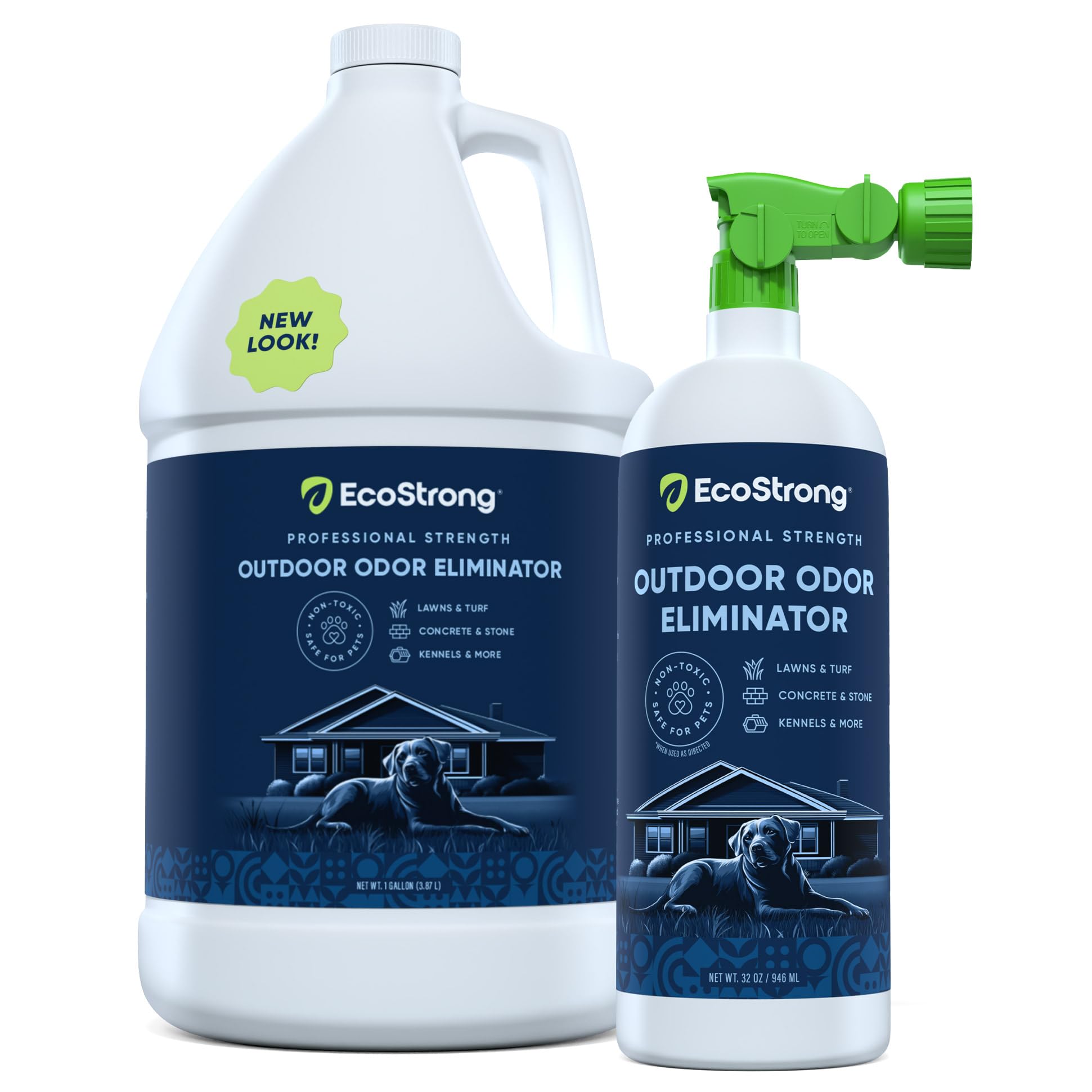 Eco Strong Outdoor Odor Eliminator Outside Dog Urine Enzyme Cleaner Powerful Pet, Cat, Animal Scent Deodorizer | Professional Strength For Yard, Turf, Kennels, Patios, Decks (160 Oz Bundle W Sprayer)