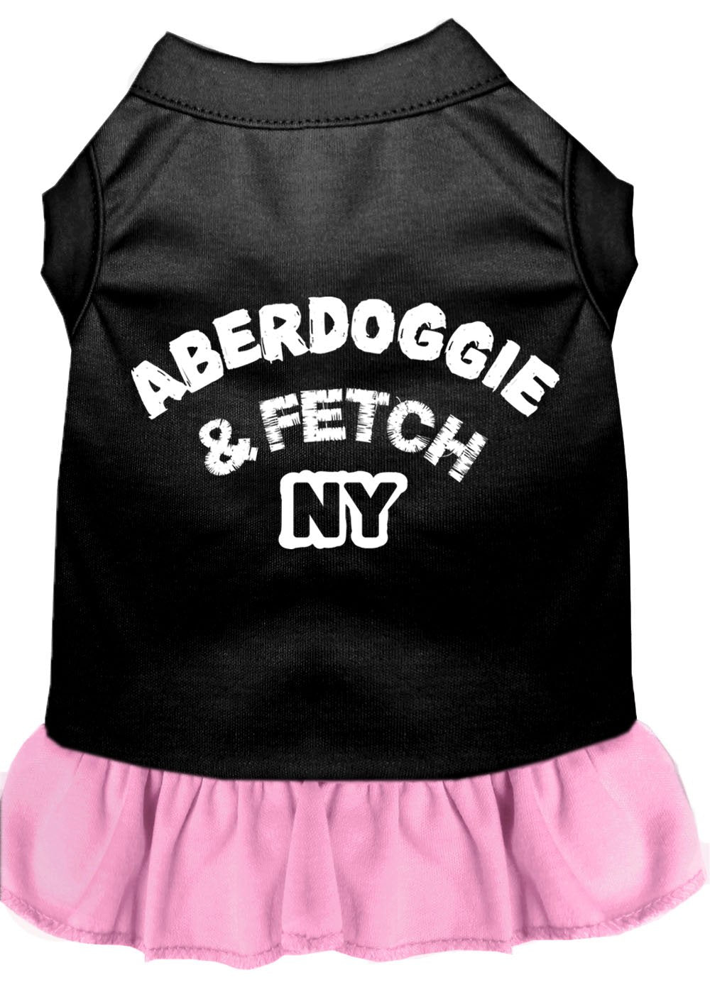 Dog Dress, Dog Dress, Screen Printed, &quot;Aberdoggie & Fetch NY&quot; Black W/Light Pink 2XL (20-25 lbs.)