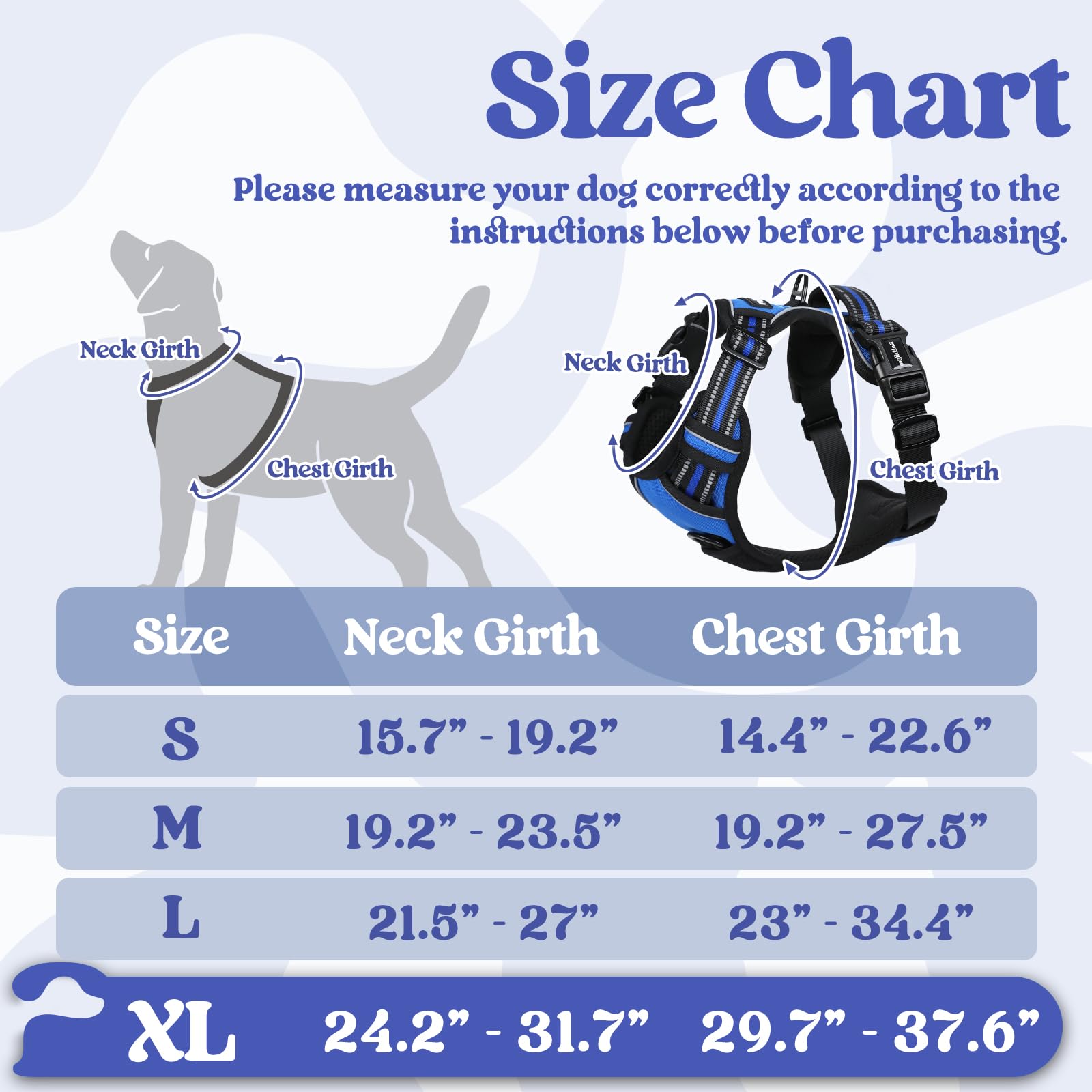 Rabbitgoo Dog Harness For Large, No Pull Pet Harness With 3 Buckles, Adjustable Soft Padded Pooch Vest With Instant Control Handle, Easy Walking Reflective Pet Vest For Extra Large Dogs, Blue, Xl