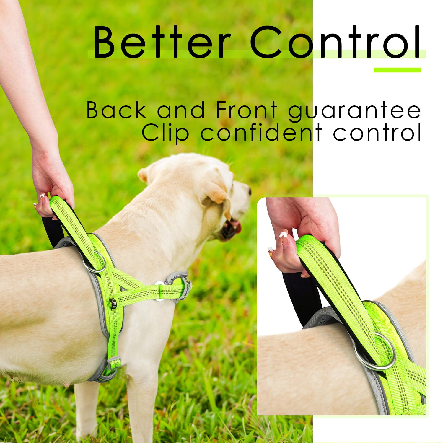 ADVENTUREMORE No Pull Large Dog Harness, Sport Dog Halter Harness Reflective Breathable Dog Vest Escape Proof Dog Harness with E