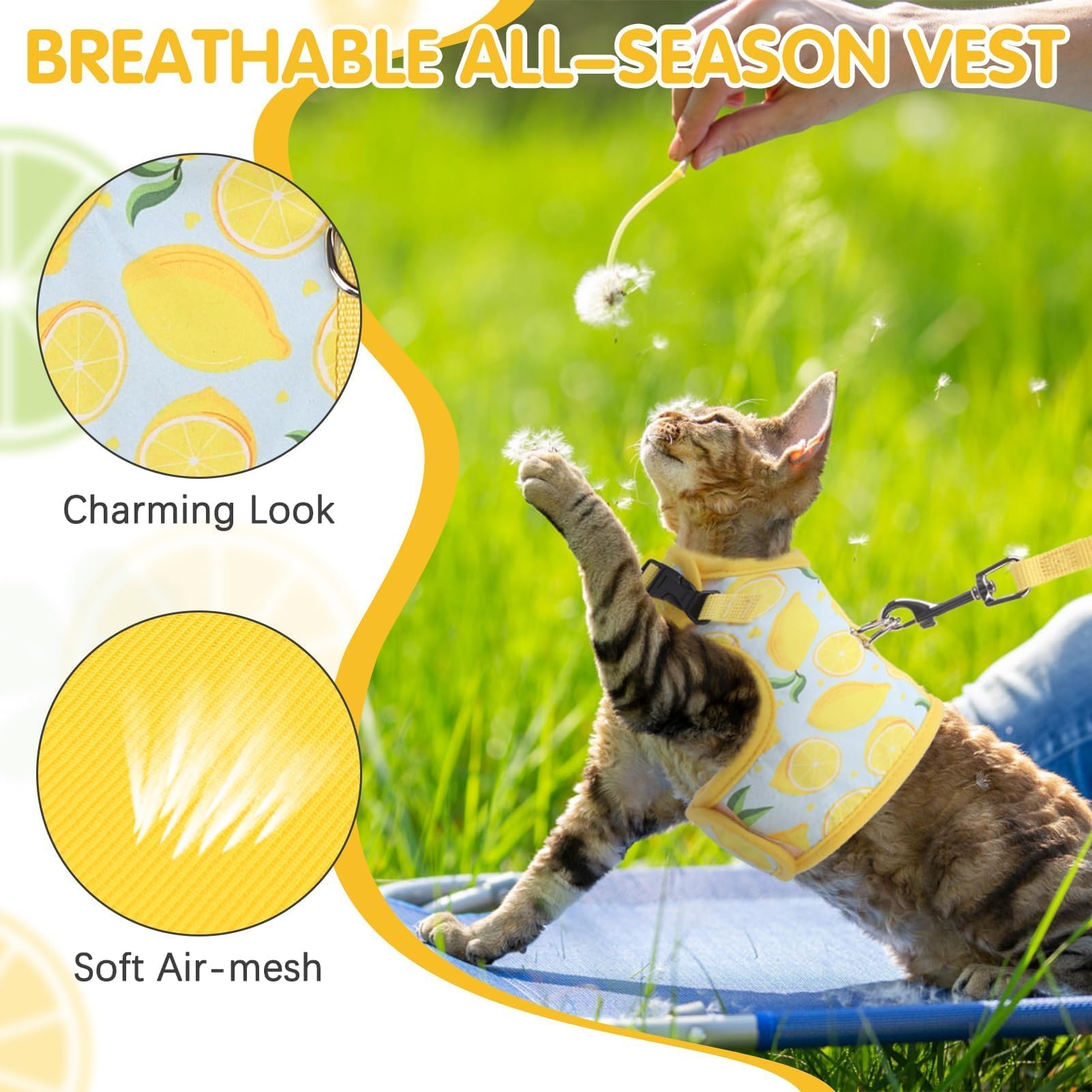 Bingpet Cat Harness And Leash Set Escape Proof For Walking,Step-In Harness With Lightweight Soft Breathable Mesh,Adjustable Easy
