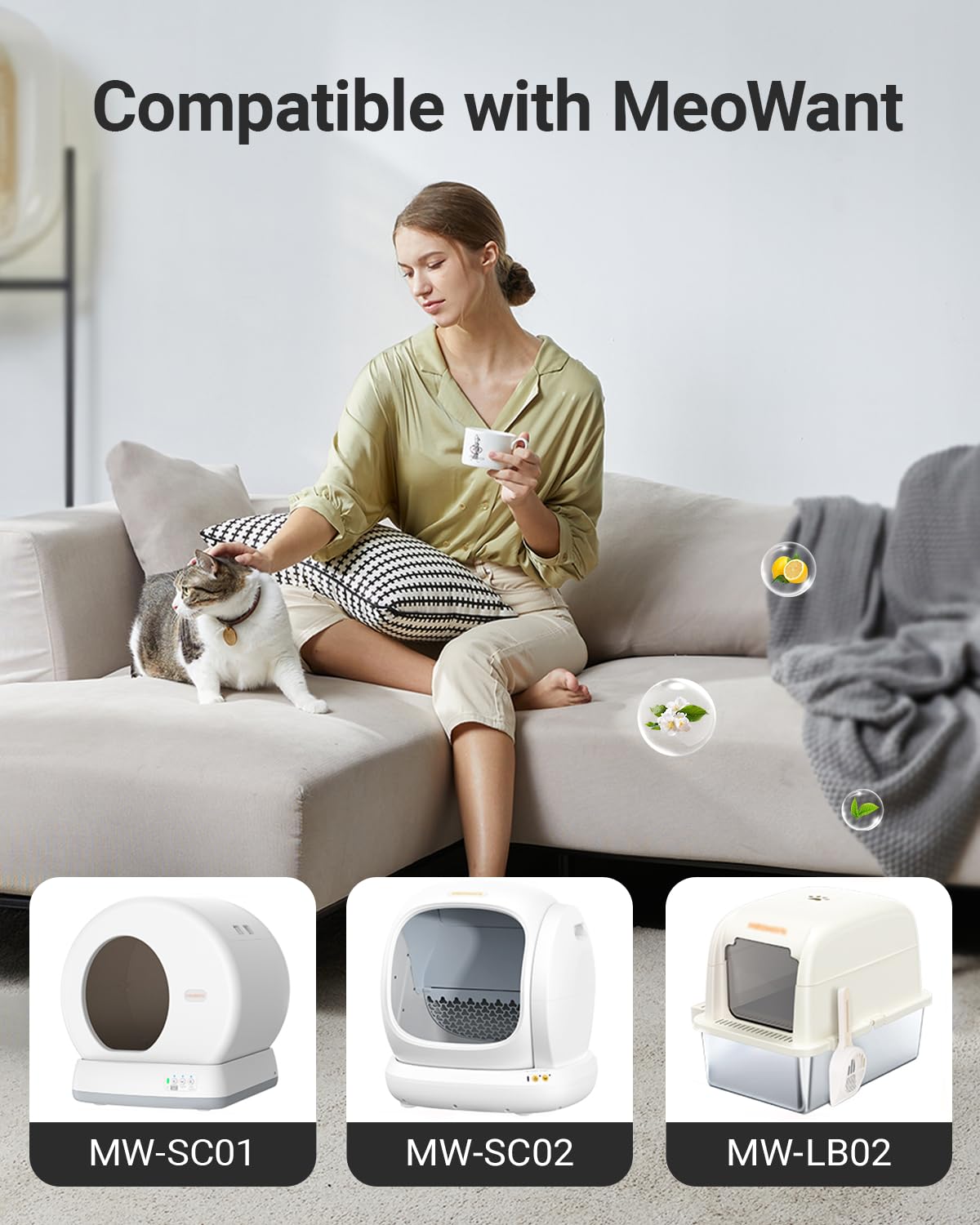 12 Packs Cat Litter Deodorizer Compatible With Meowant Self-Cleaning Cat Litter Box, Pet Deodorizer Odor Eliminator, Cat Litter