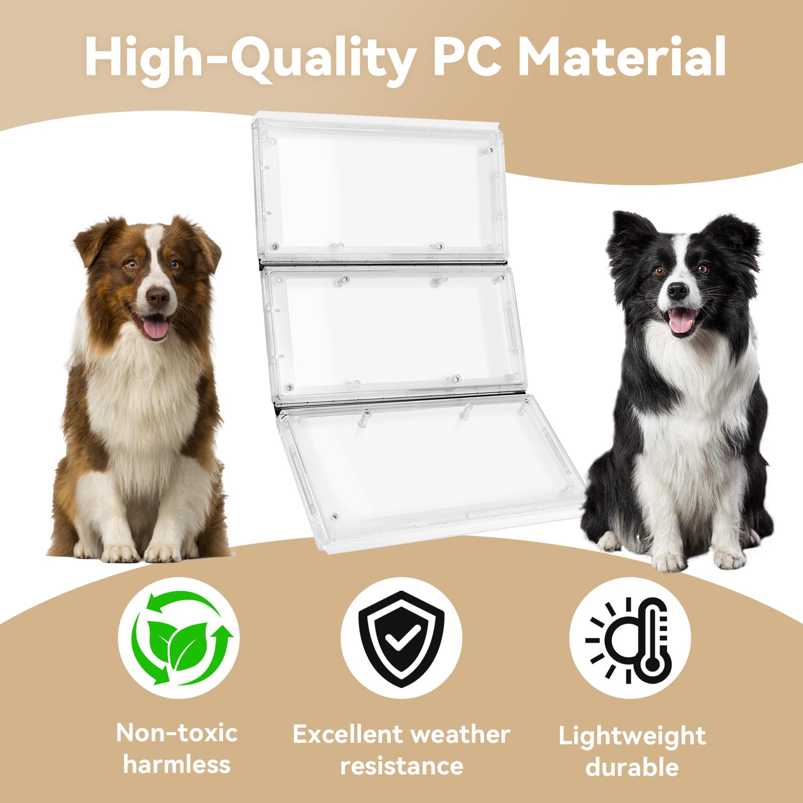 AirVows 3-Panel Airseal Pet Door Replacement Flap - Transparent, Fits Ideal Pet 10.25x15.75 Extra Large, Includes 4 Durable Rubber Strips