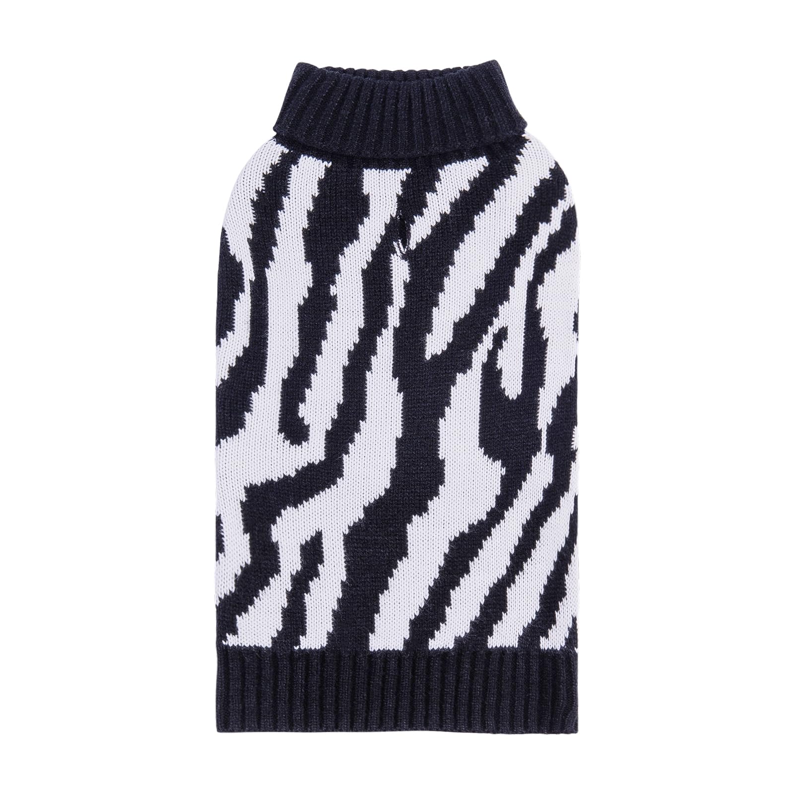 Cutebone Turtleneck Dog Sweaters For Large Dogs Zebra Knit Pullover Pet Winter Clothes Fall Dog Sweater With Harness Hole