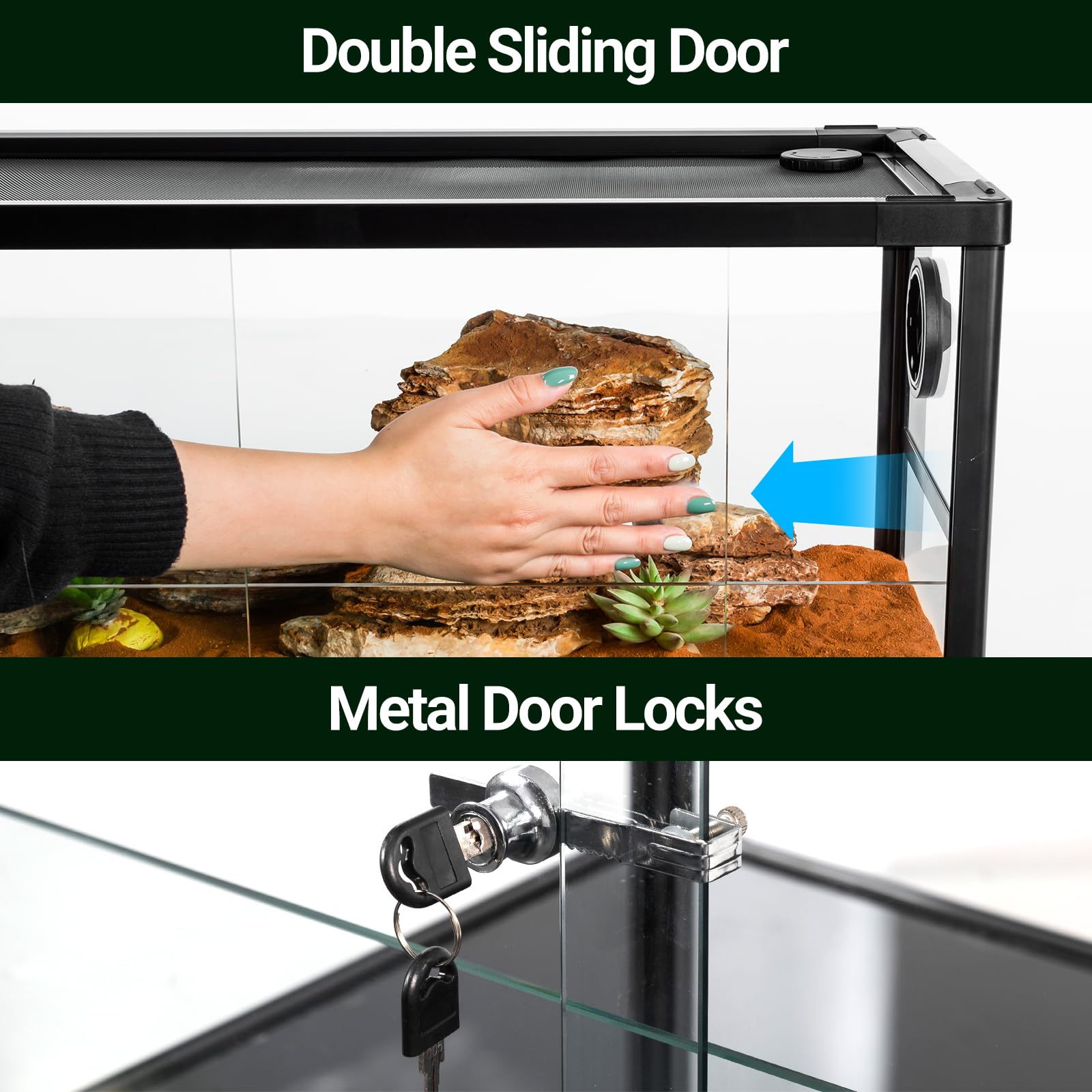 Cavachew 20 Gallon Reptile Tank, 30'' X 12'' X 12'' Reptile Terrarium, Top Screen Ventilation, Sliding Door, Cable & Fogger Pass