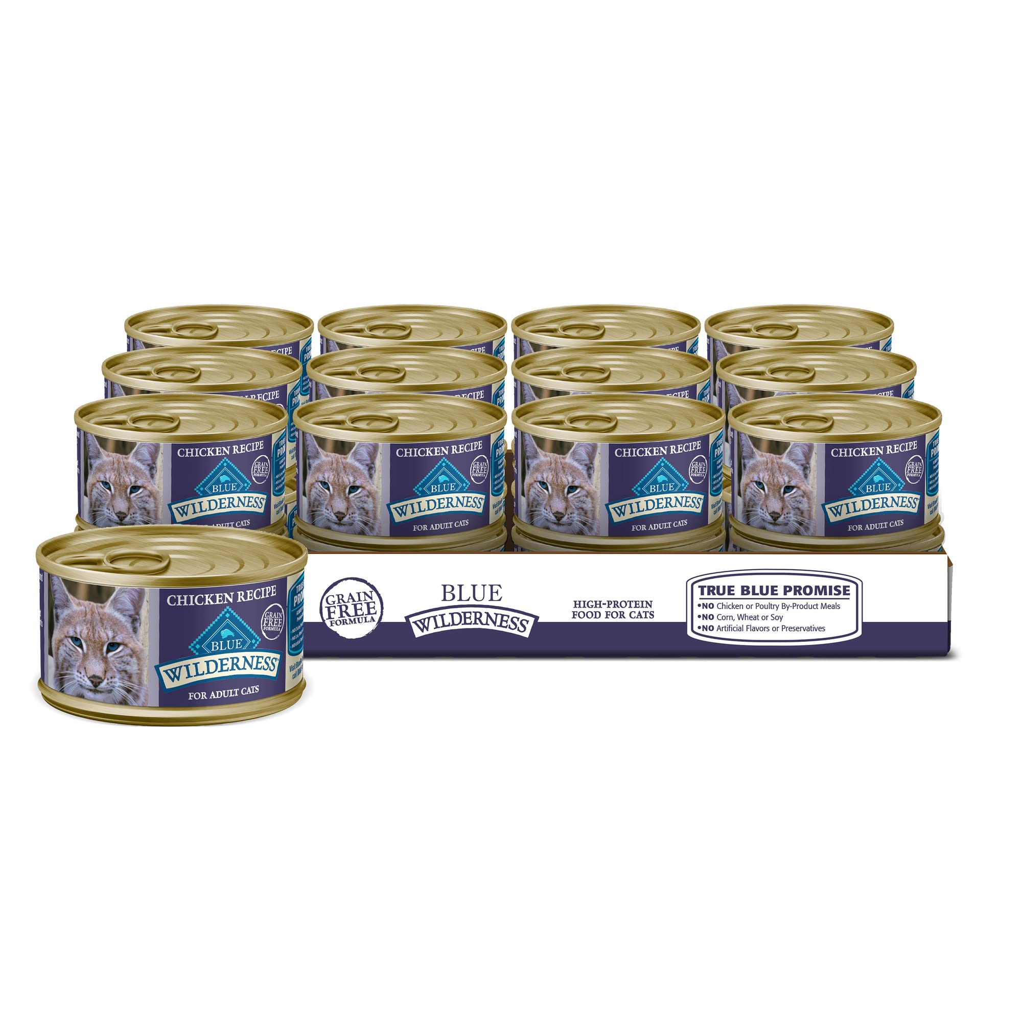 Blue Buffalo Wilderness High-Protein, Grain-Free Natural Wet Food for Adult Cats, Chicken Pat  , 3-oz, 24-pack