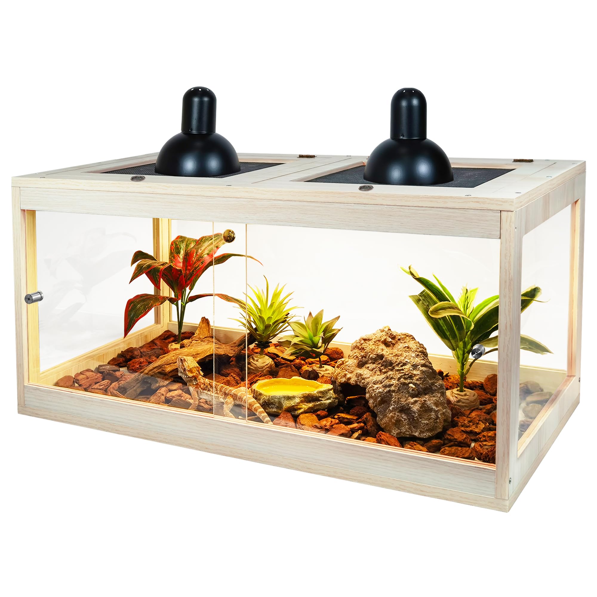 Prolee Bearded Dragon Tank 63 Gallon, Lizard Tank, Reptile Tank With Metal Mesh Roof Door, Snake Tank With Lock Design, 40'' Lon