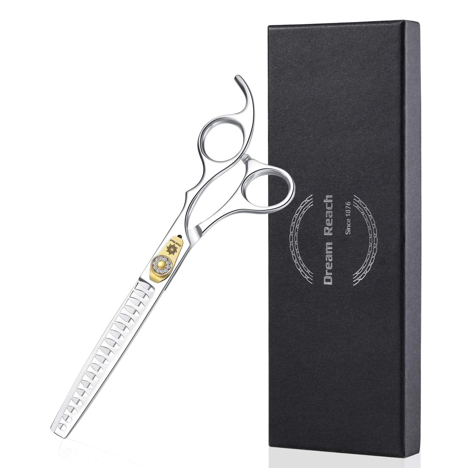 Dream Reach Professional Dog Grooming Straight, Curved, Thinning/Blending/Chunking Scissors Kit, Jp-440C Stainless Steel Pet Cat Hair Cutting/Trimming Shears (7 Inch-Chunker Scissors)