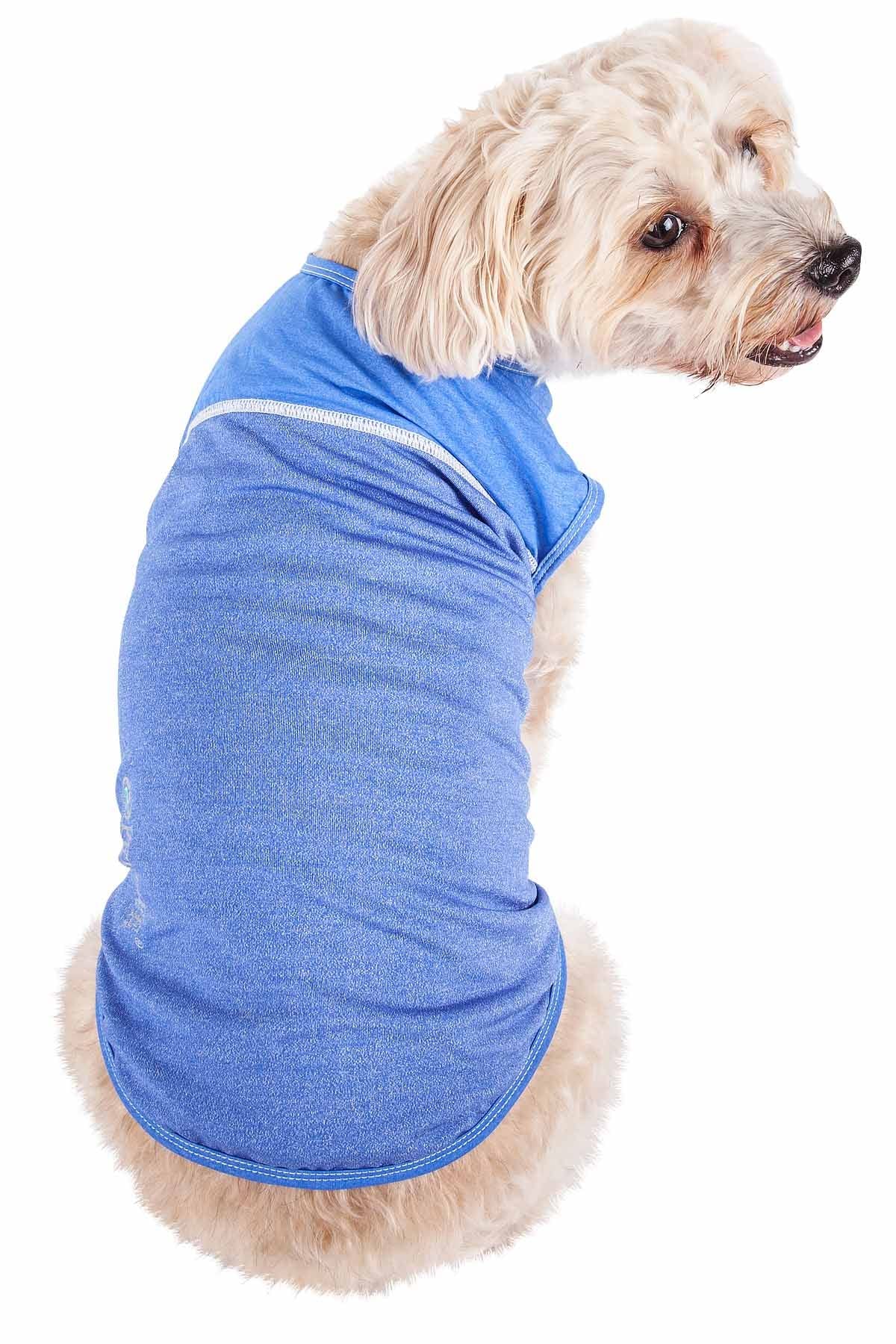 Pet Life Active 'Aero-Pawlse' Heathered Quick-Dry And 4-Way Stretch-Performance Dog Tank Top T-Shirt(D0102H7Lurg.)