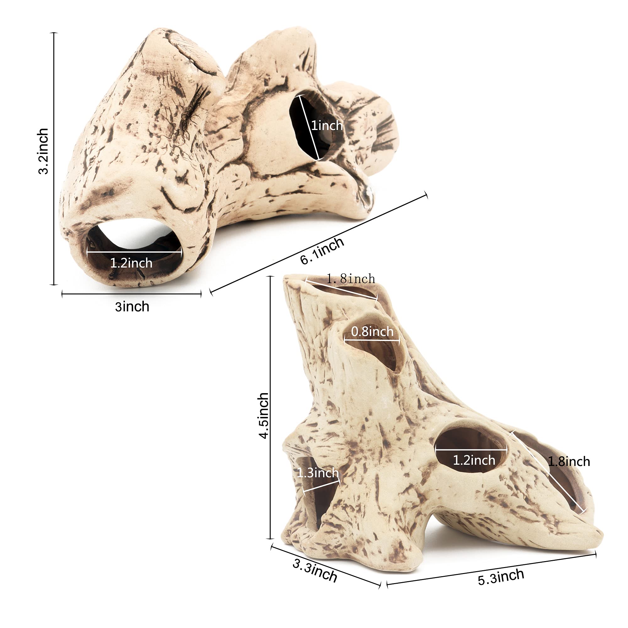 Alegi Aquarium Decoration Rock Caves, Hideaway For Shrimp, Cichlid, Betta Fish Hideout Decor, Safe For Freshwater And Saltwater Tanks (Treestumpl+S)