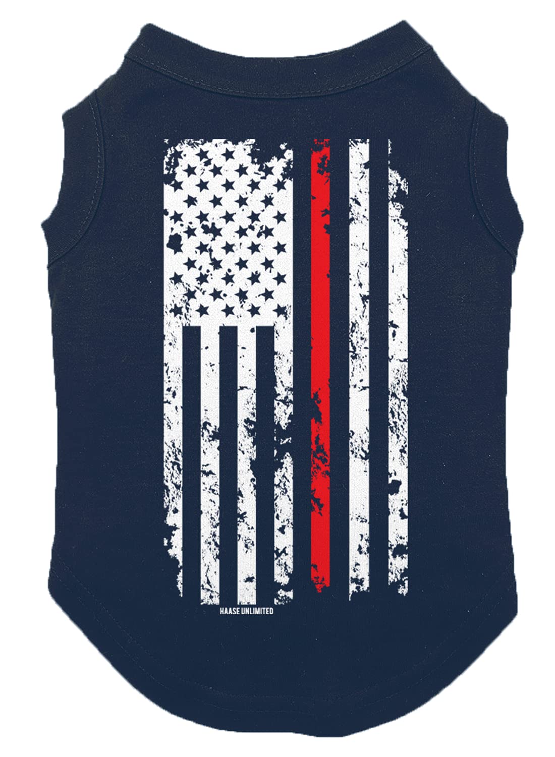 Red Line Flag - Usa American Dog Shirt (Navy, Small)