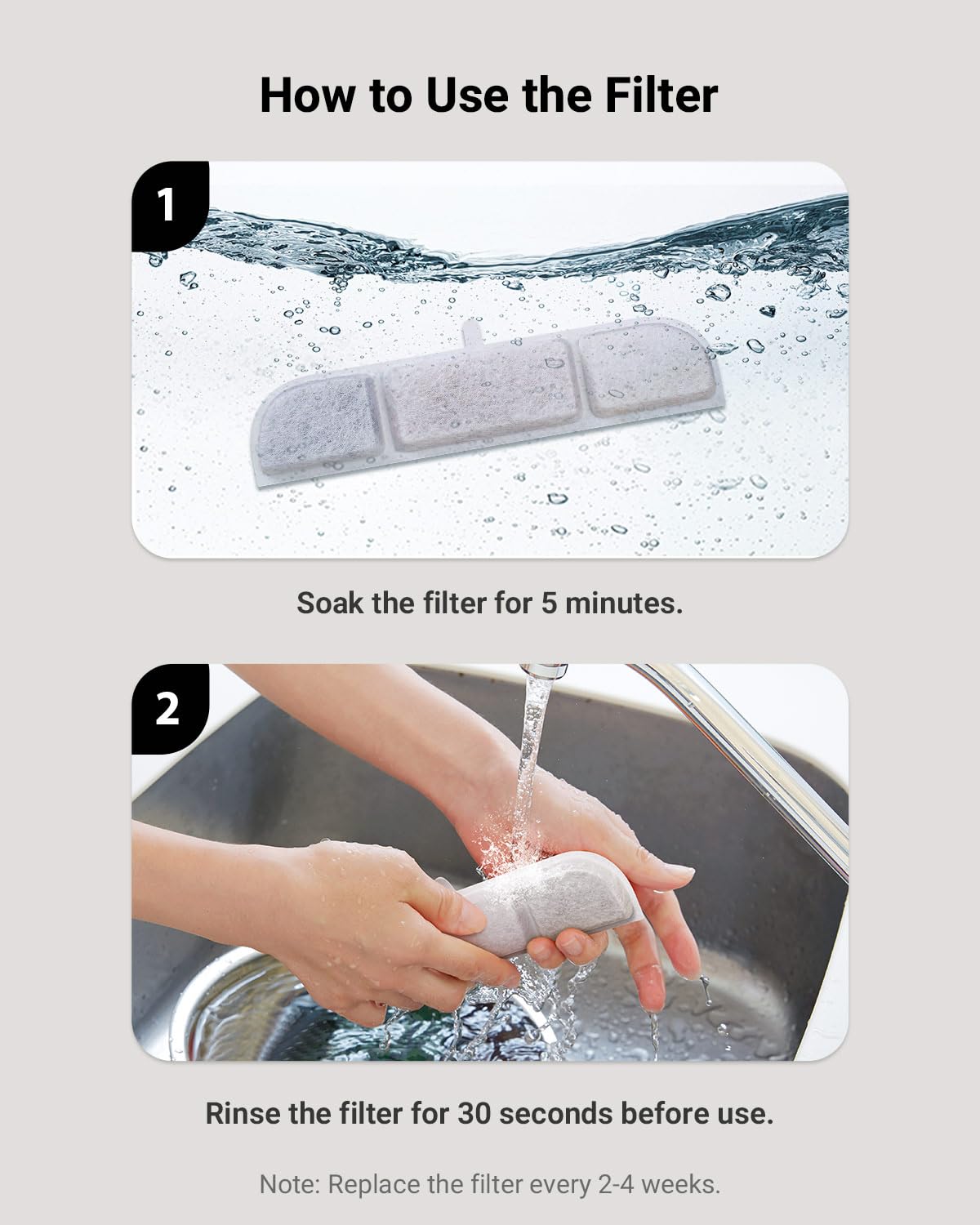 DownyPaws 6 Pack Replacement Filters for Battery Operated Cat Water Fountain - White, 3 Months Supply of Filters