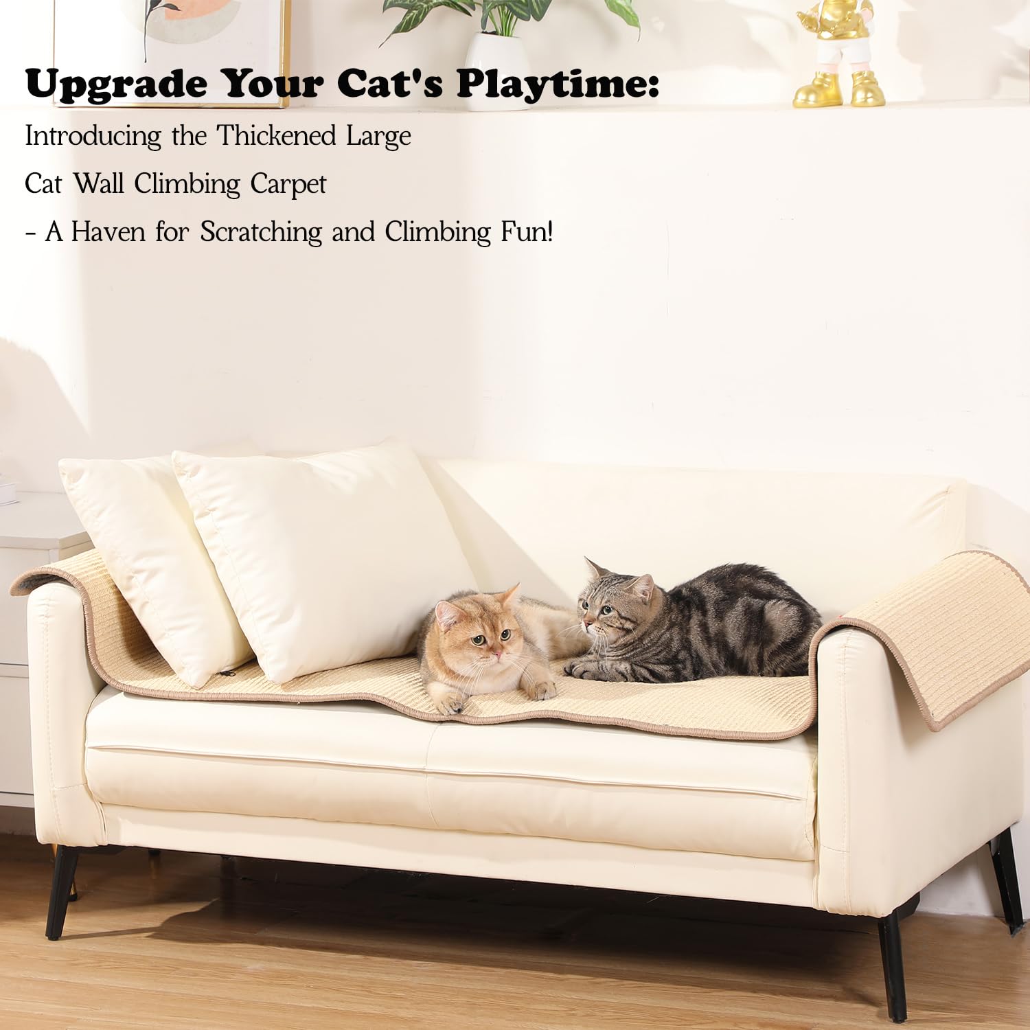 66.93X19.68X0.32 Inch Thickened Cat Wall Scratcher Carpet, Cat Climbing Wall, Durable Cat Wall Furniture, Tall Cat Scratching Po