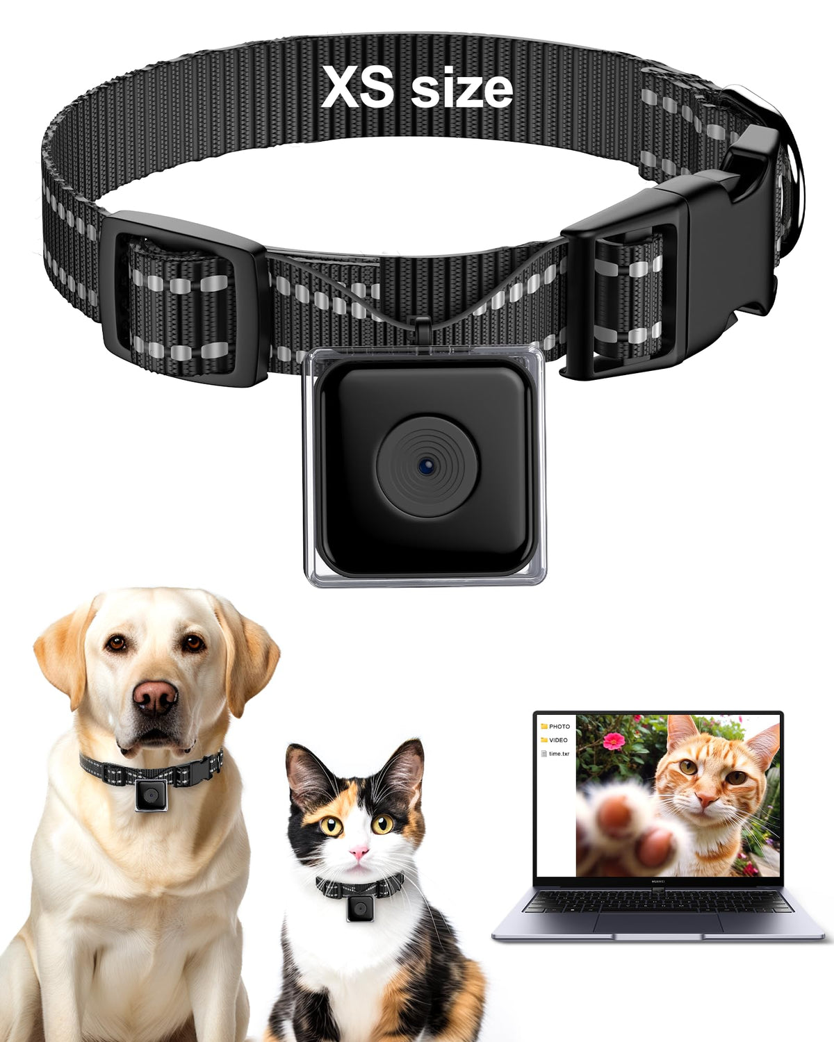 Luminicam Cat Camera Collar, No App/No Wifi,1080P Video Recording Cam For Pet, Xs-Size Collar For Cats/Small Dog(No Micro-Sd Car