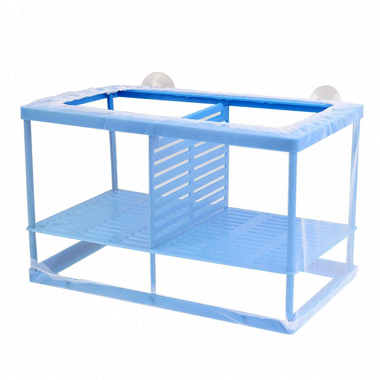 Xmhf Aquarium Fish Breeder Box Isolation Box Net Breeder Hatchery Incubator Separation Net, White Blue