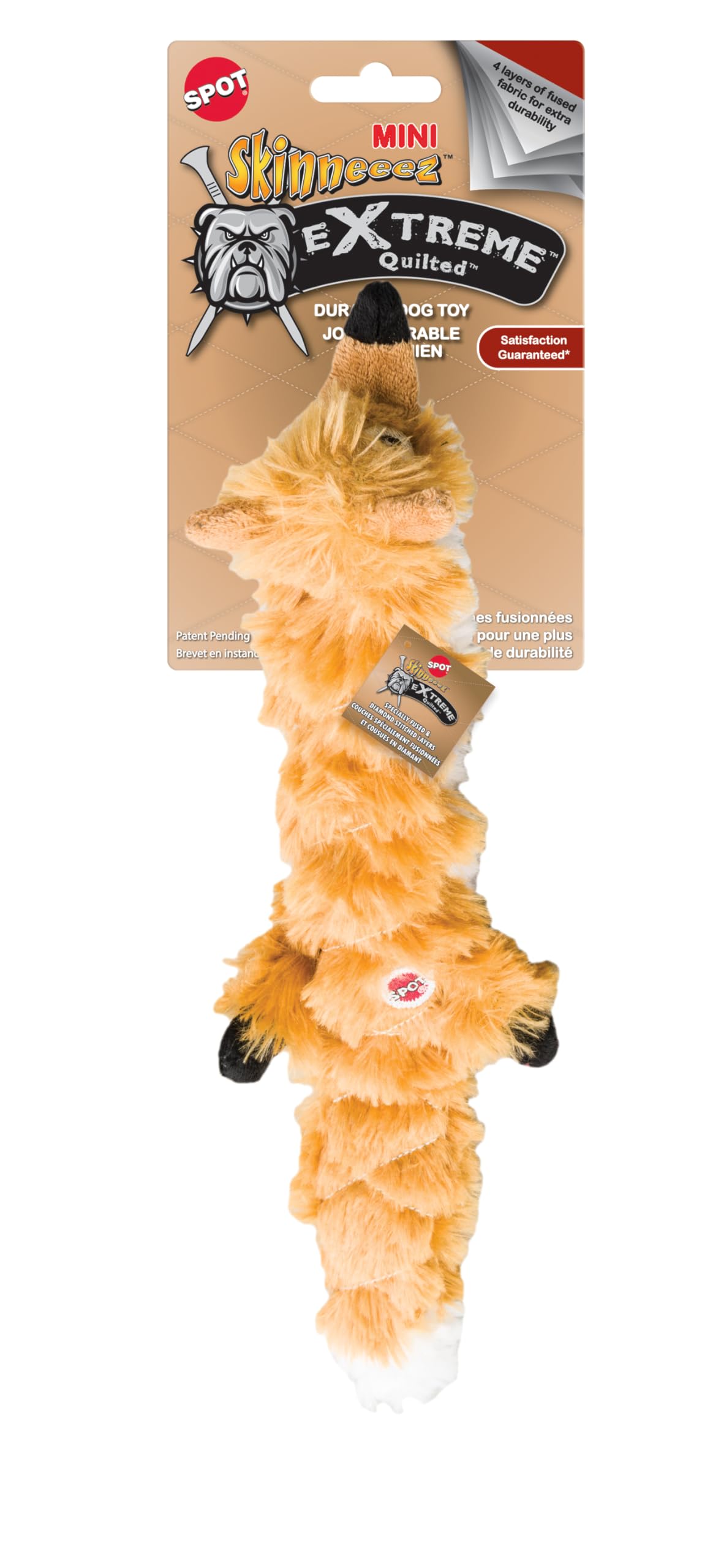 Spot Ethical Pets Fox Mini Skinneeez Extreme Stuffingless Quilted Dog Toy, 14'', Multicolor (54216)