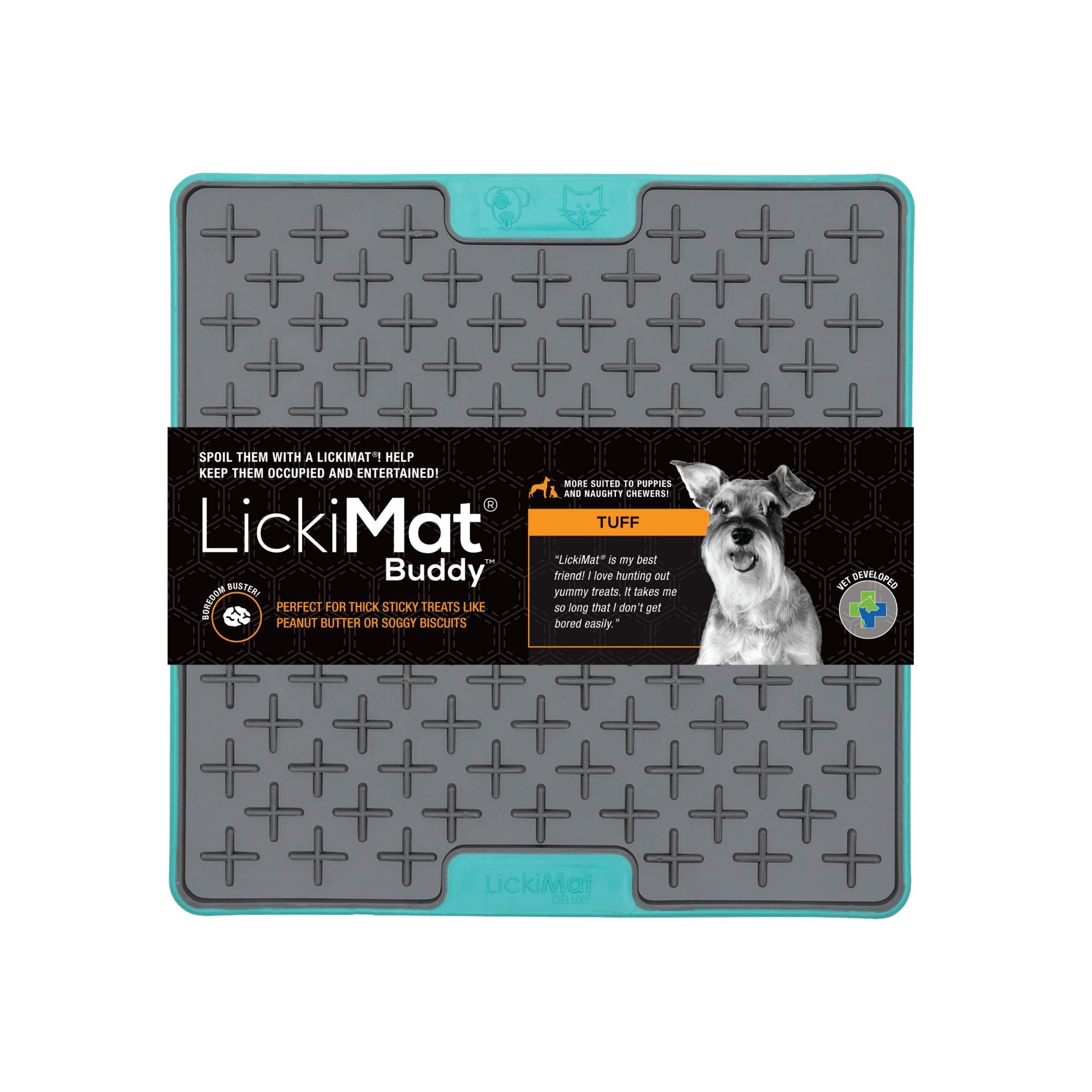 LickiMat Tuff, Heavy-Duty Buddy, Dog Slow Feeder Lick Mat, Boredom Anxiety Reducer; Perfect for Food, Treats, Yogurt, or Peanut