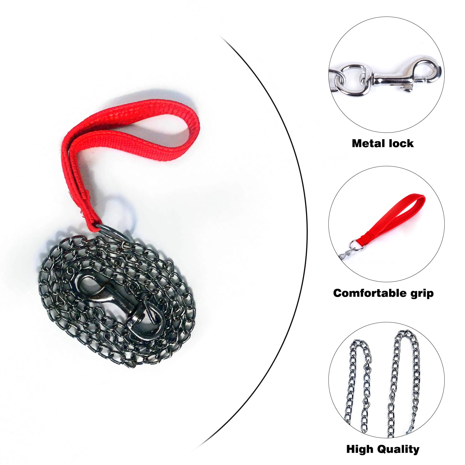 Chain Dog Leashes For Large Dogs Heavy Duty Non-Chewable Dog Leash 4Ft Chain With Padded Handle For Large & Medium