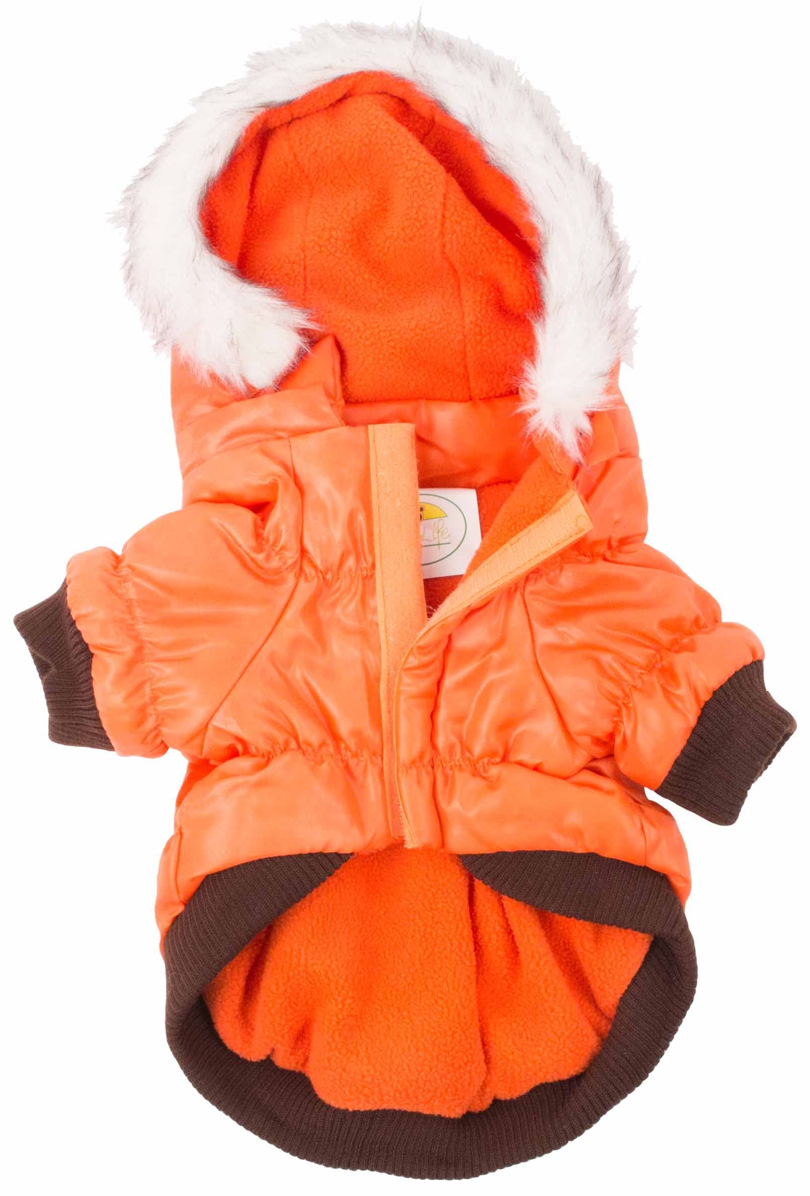 Pet Life Ski Parka, Orange, Medium