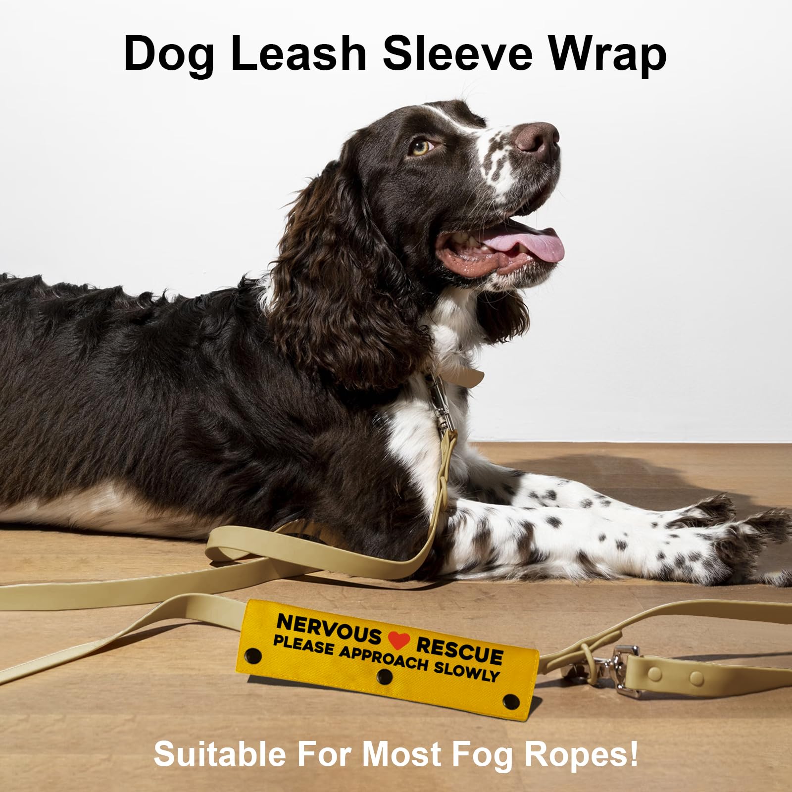 Yrovwenq Nervous Rescue Please Approach Slowly Yellow Sleeve - Funny Dog Leash Wrap For Dogs 8.8 Inches * 2.5 Inches