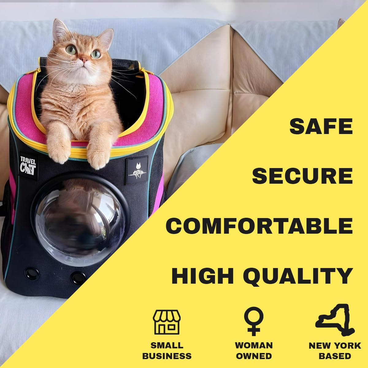 Fat Cat Backpack Carrier - Airline Approved Cat Carrier With Space Capsule Bubble For For Small Cats, Kitten - Premium Stray Cat