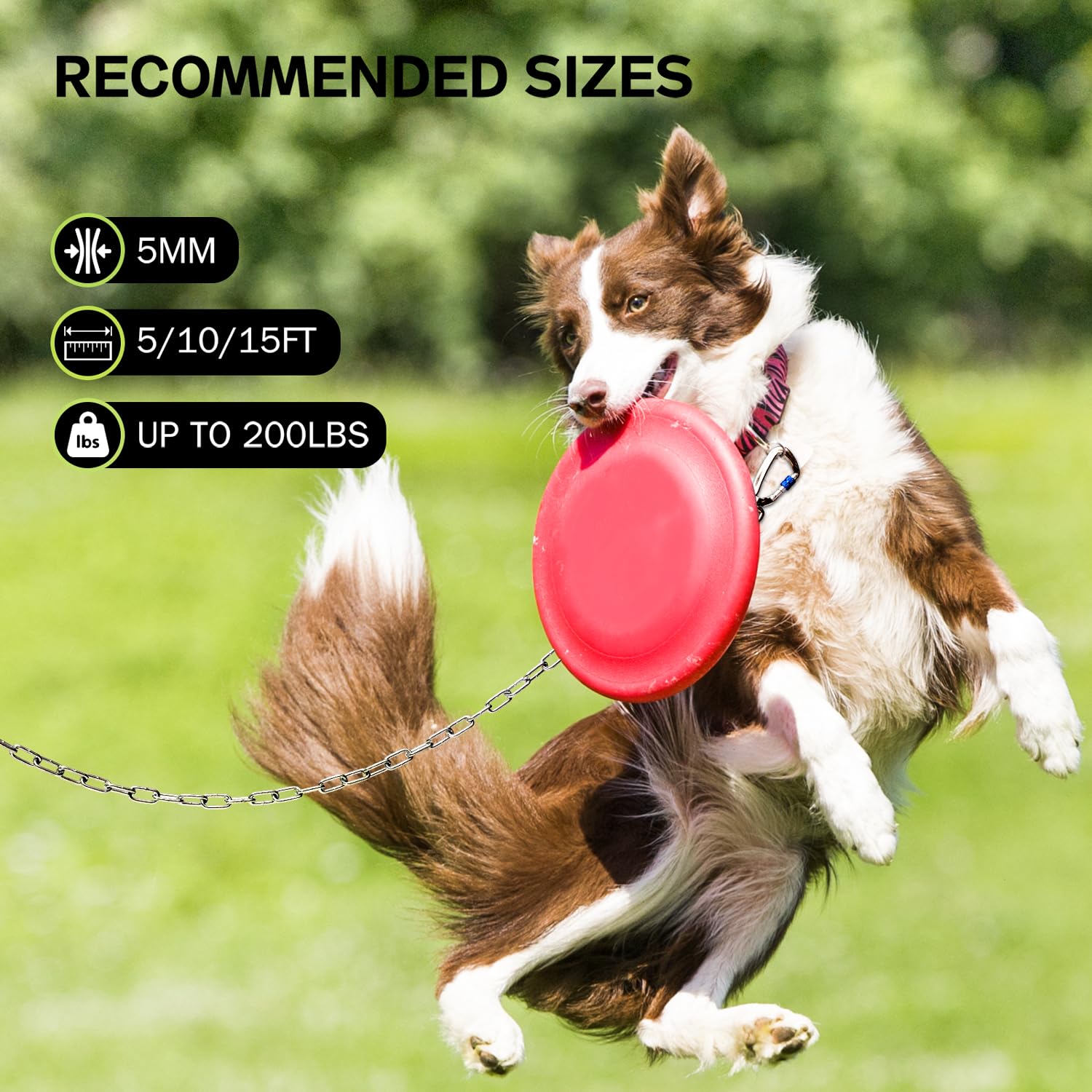 Heavy Duty Dog Chain For Yard - 15Ft Metal Dog Chain Leash For Large Dog,Long Dog Lead For Outside With Strong Swivel Hook,Outdo