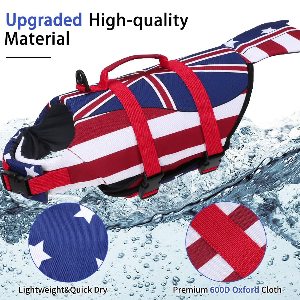 Emust Large Dog Life Jacket, Dog Life Vests For Swimming, Small/Medium/Large Pet Life Preserver With Rescue Handle, Adjustable P