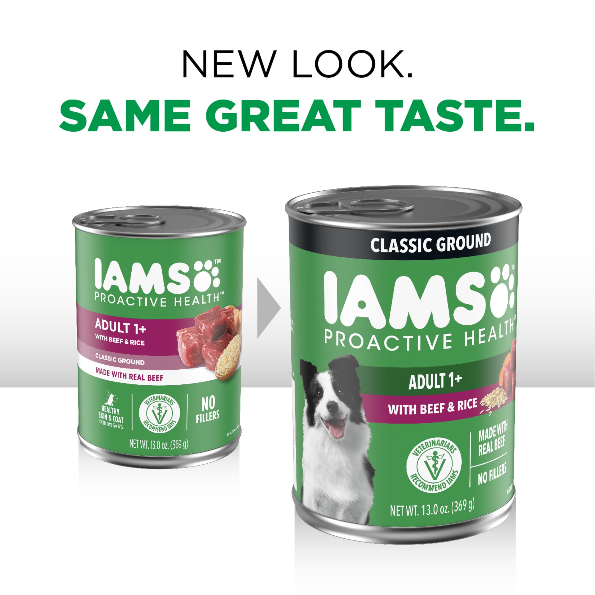 IAMS Proactive Health Adult Wet Dog Food Classic Ground with Beef and Rice, 13 oz. Cans, Pack of 12