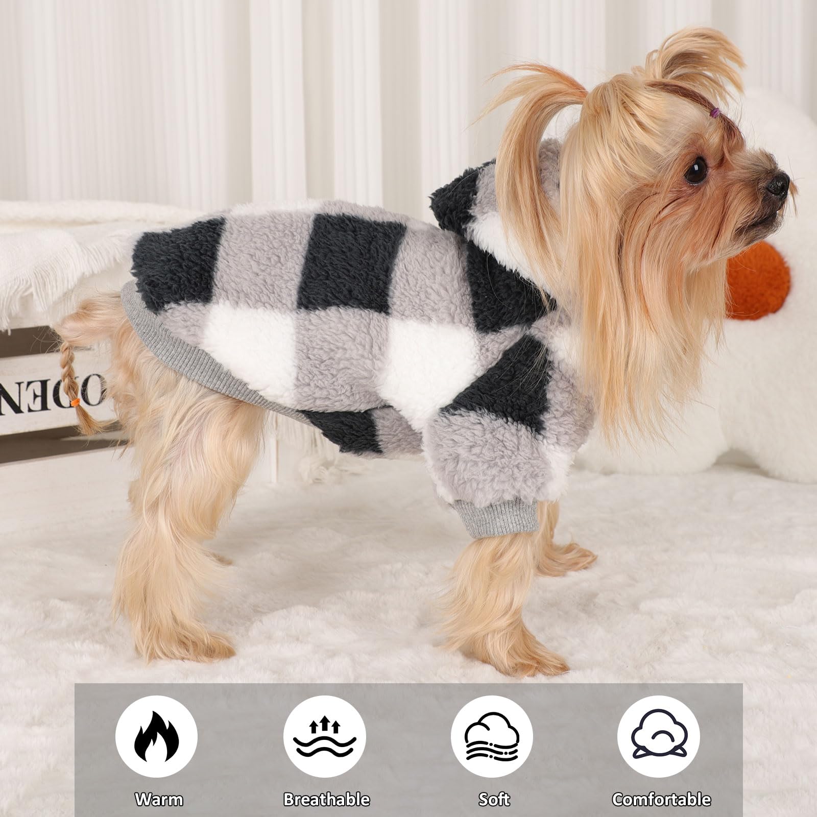 Fleece Dog Hoodie Clothes Pet Sweaters For Small Dogs, Winter Cute Warm Puppy Chihuahua Sweater, Pet Clothes For Chihuahua Yorki
